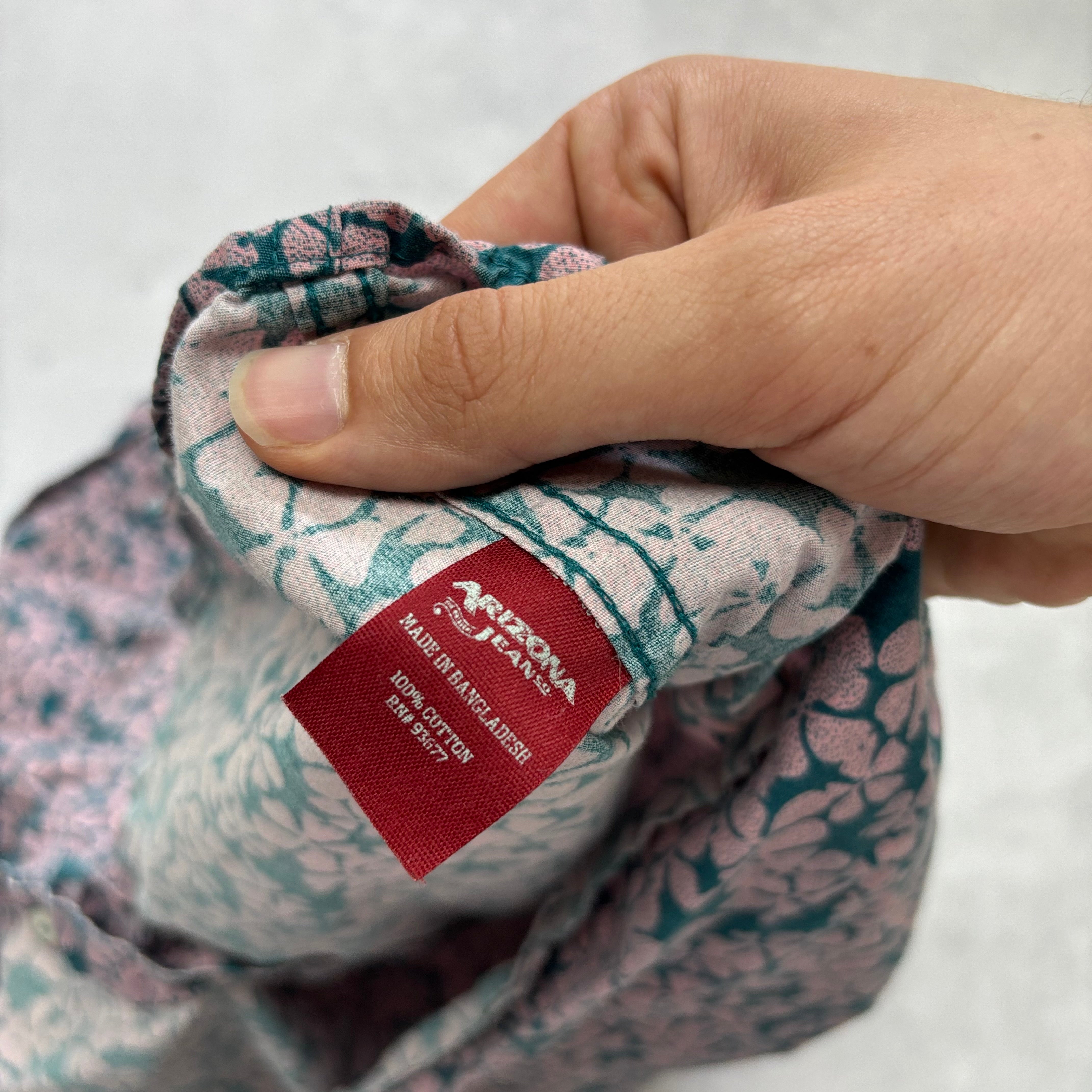 Hawaiian Shirt Mens Small Pink Floral Aloha Short Sleeve Cotton Slim Fit (E)