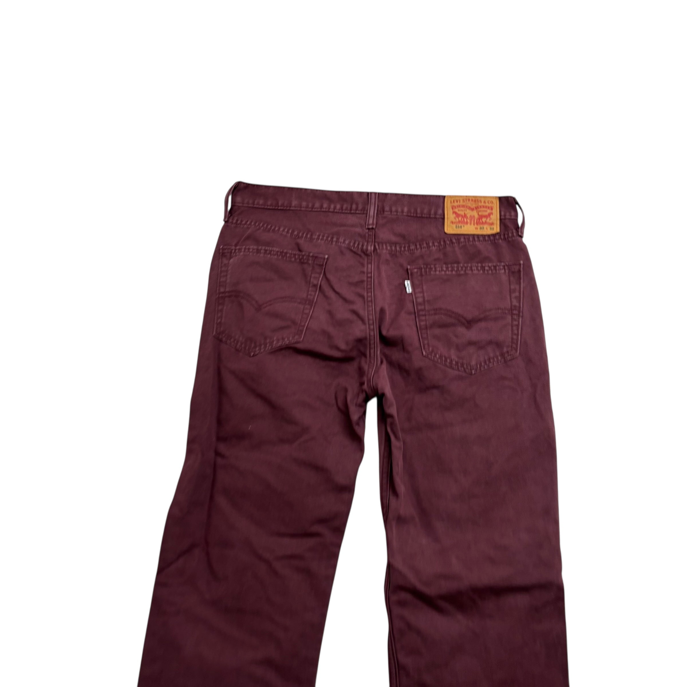 Levis 514 Jeans W33 L32 Mens Burgundy Regular Straight Fit Pants (E)