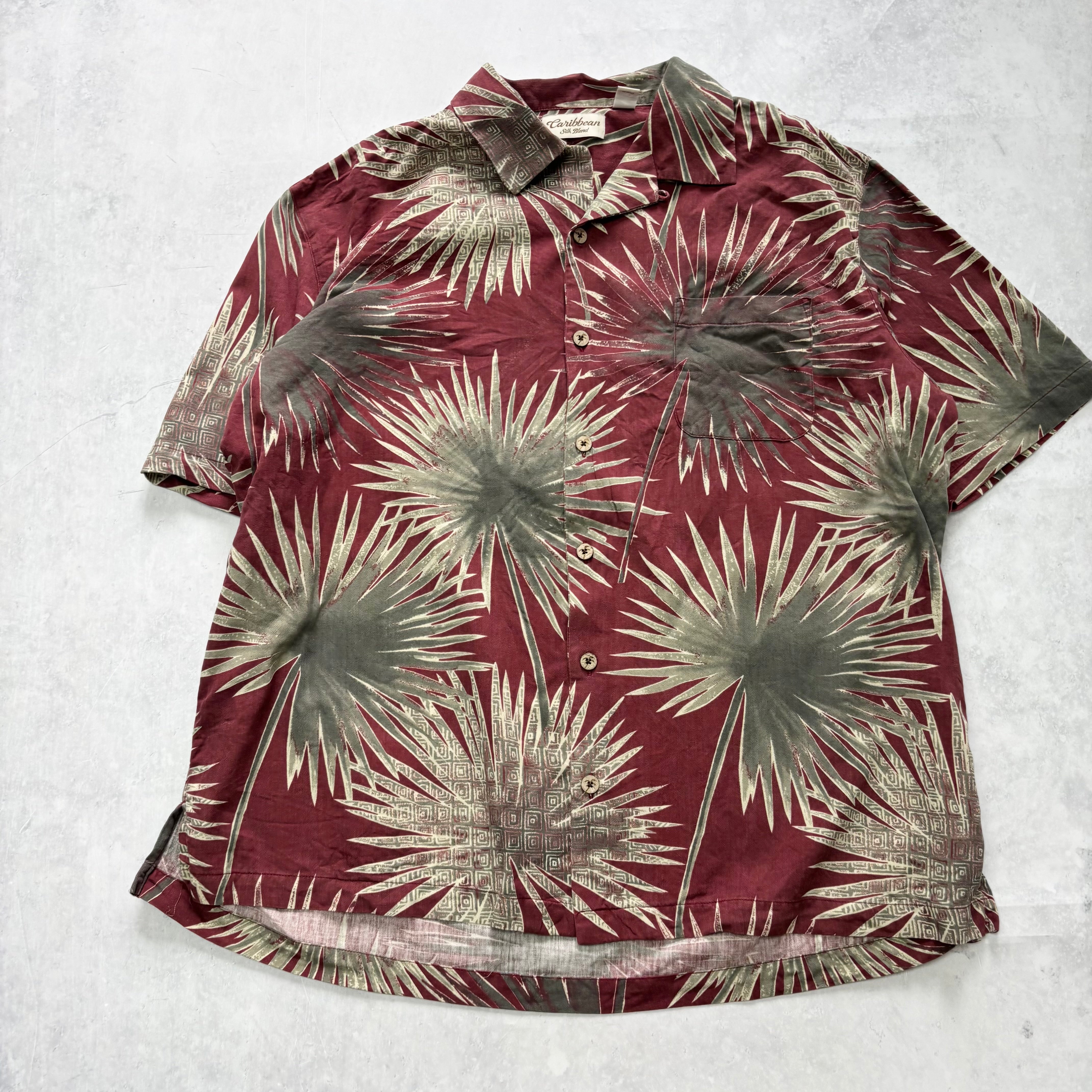 Vintage Hawaiian Shirt Mens XL Red Floral Aloha Short Sleeve Silk (E)
