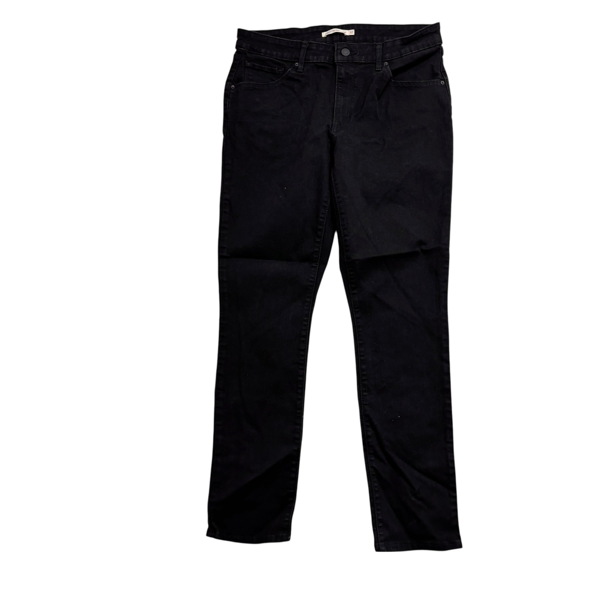 Levis Jeans W32 L30 Womens Mid Rise Skinny Fit Black Stretch Denim (E)