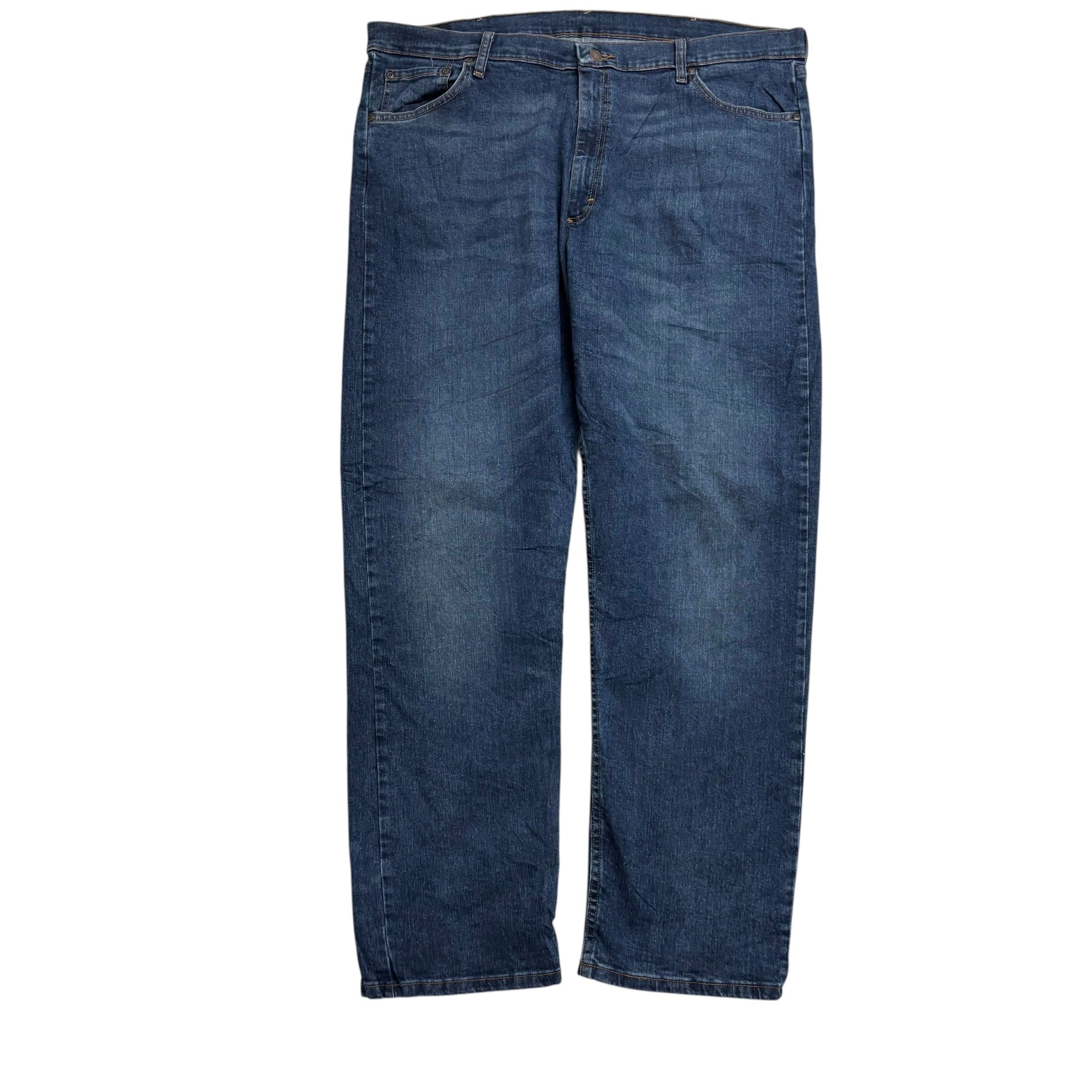 Wrangler Jeans W42 L32 Mens Dark Blue Relaxed Straight Fit Stretch Denim (E)