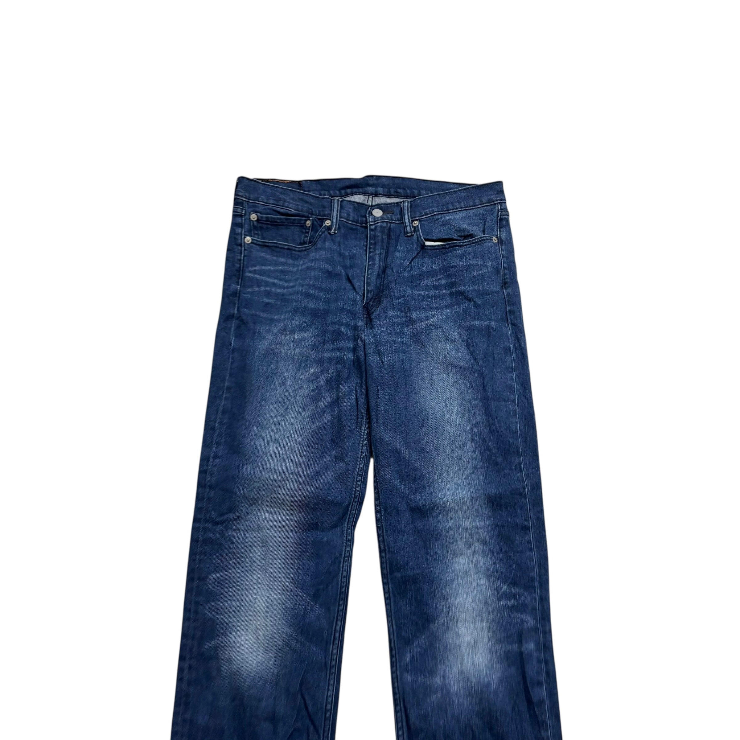 Levis 514 Jeans W34 L34 Mens Navy Blue Regular Straight Fit Stretch Denim (F)