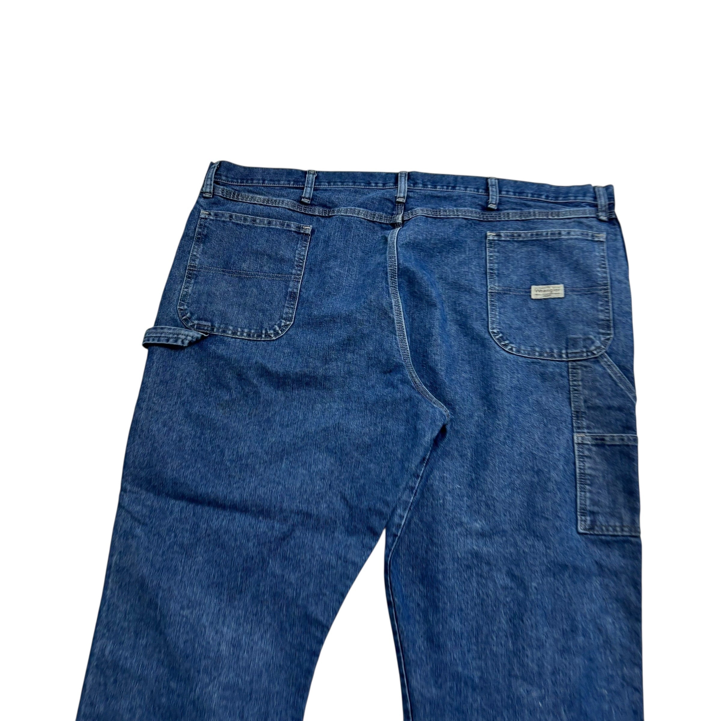 Wrangler Carpenter Jeans W48 L29 Mens Mid Blue Relaxed Straight Fit Denim