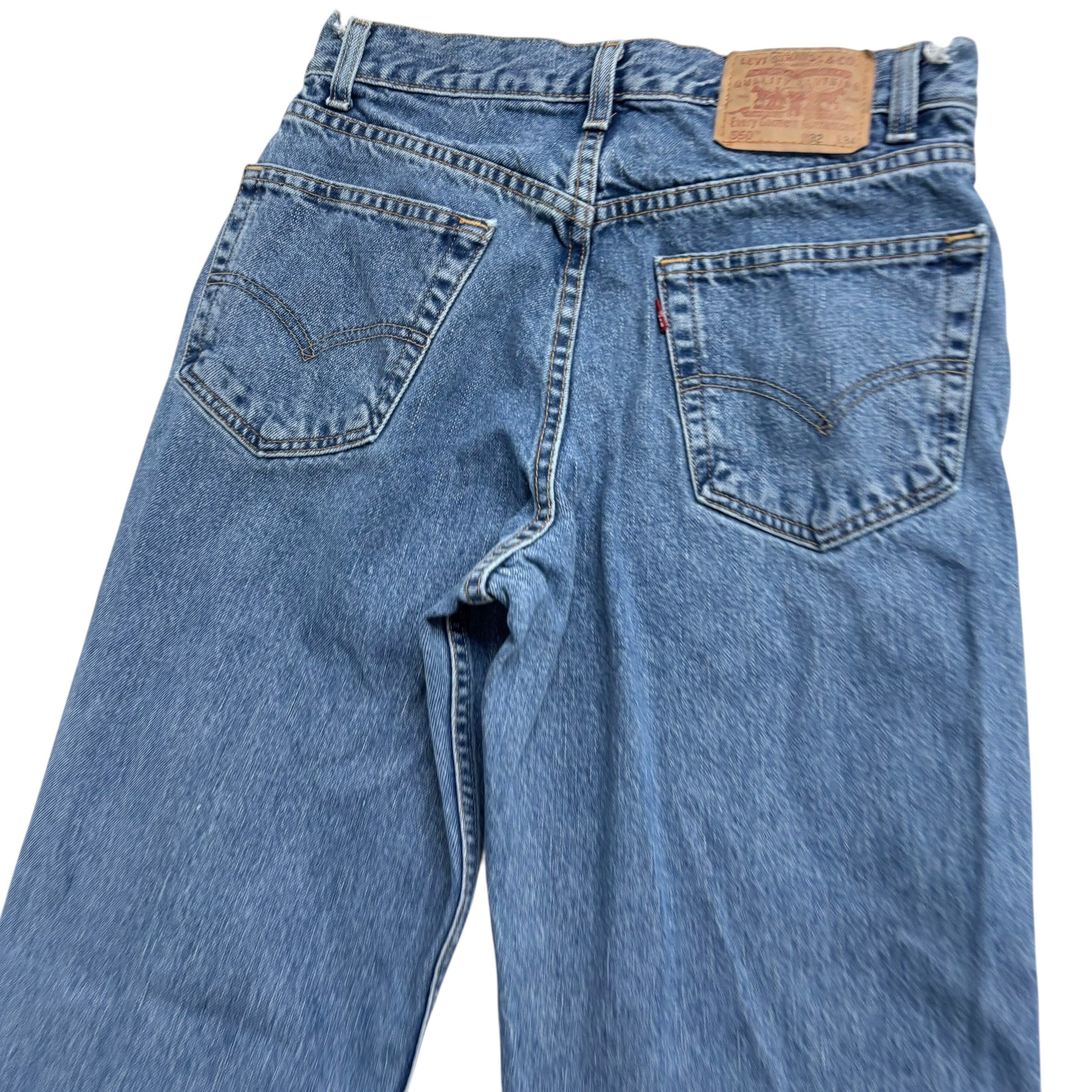 Levis 550 Jeans W30 L34 Mens Mid Blue Relaxed Straight Fit Vintage Denim (F)