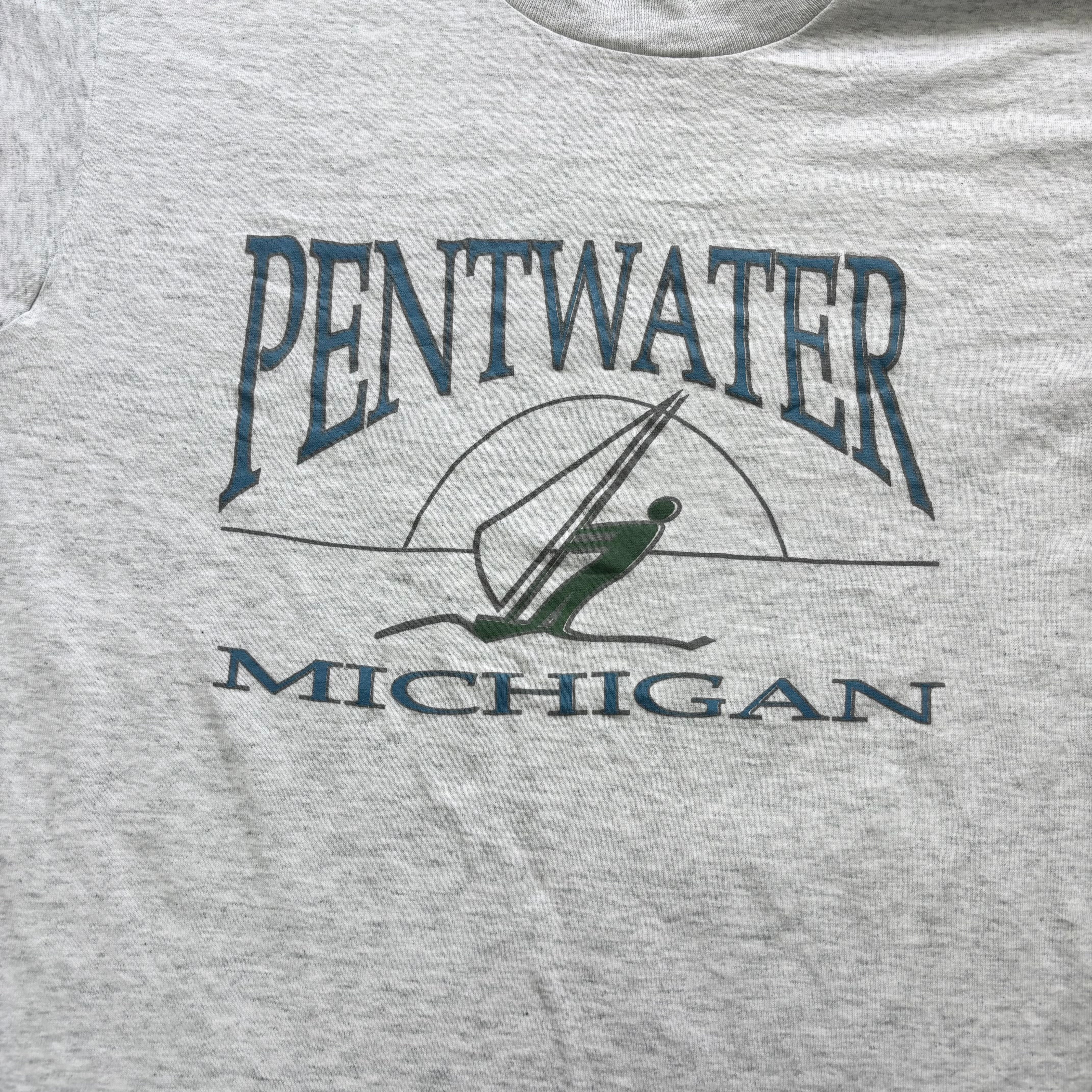 Vintage T Shirt Mens Medium Grey Single Stitch Graphic Print 90s USA Tourist