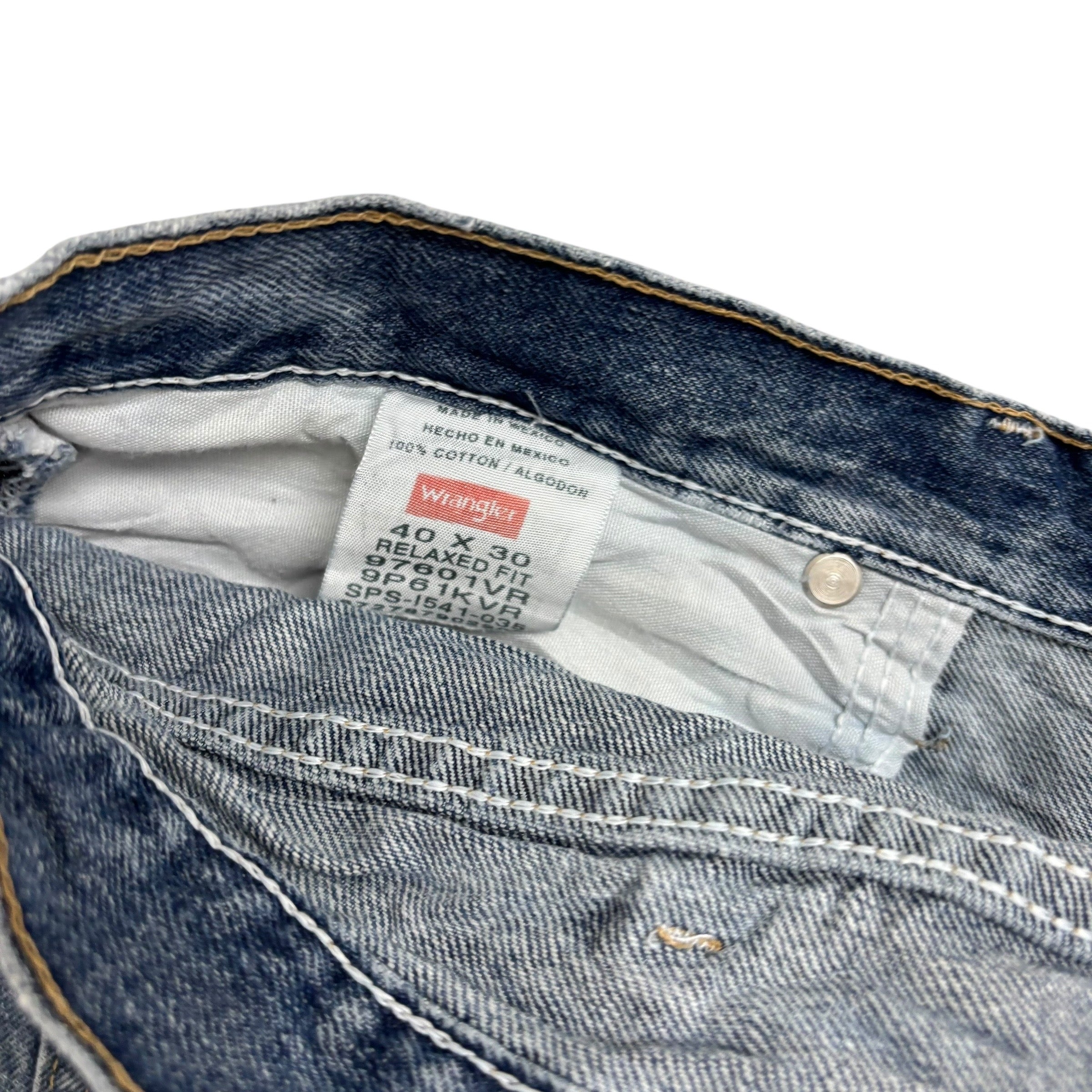 Wrangler Jeans W40 L30 Mens Mid Blue Relaxed Straight Fit Baggy Denim