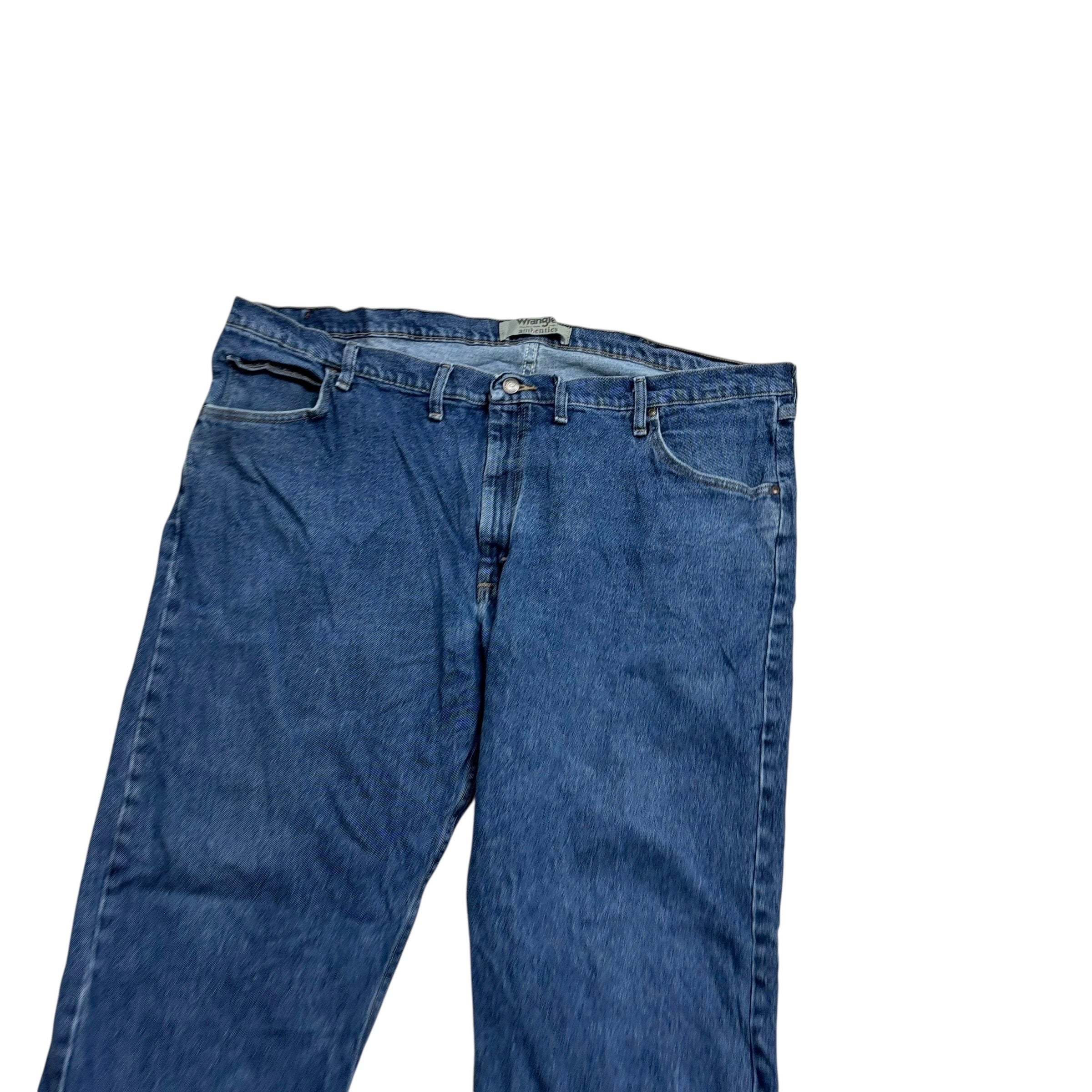 Wrangler Jeans W46 L30 Mens Mid Blue Relaxed Straight Fit Stretch Denim