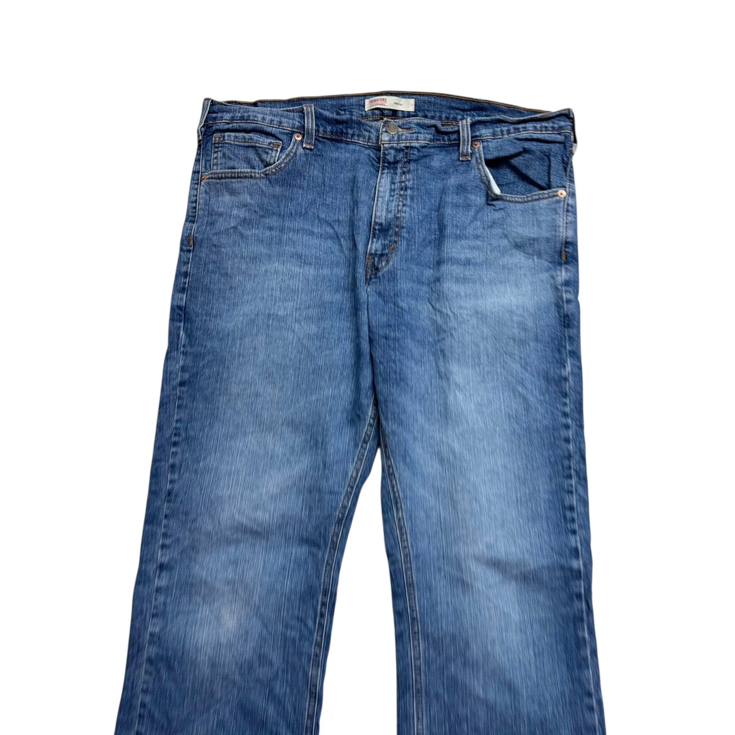 Levis Signature Jeans W38 L34 Mens Mid Blue Regular Bootcut Fit Stretch (E)