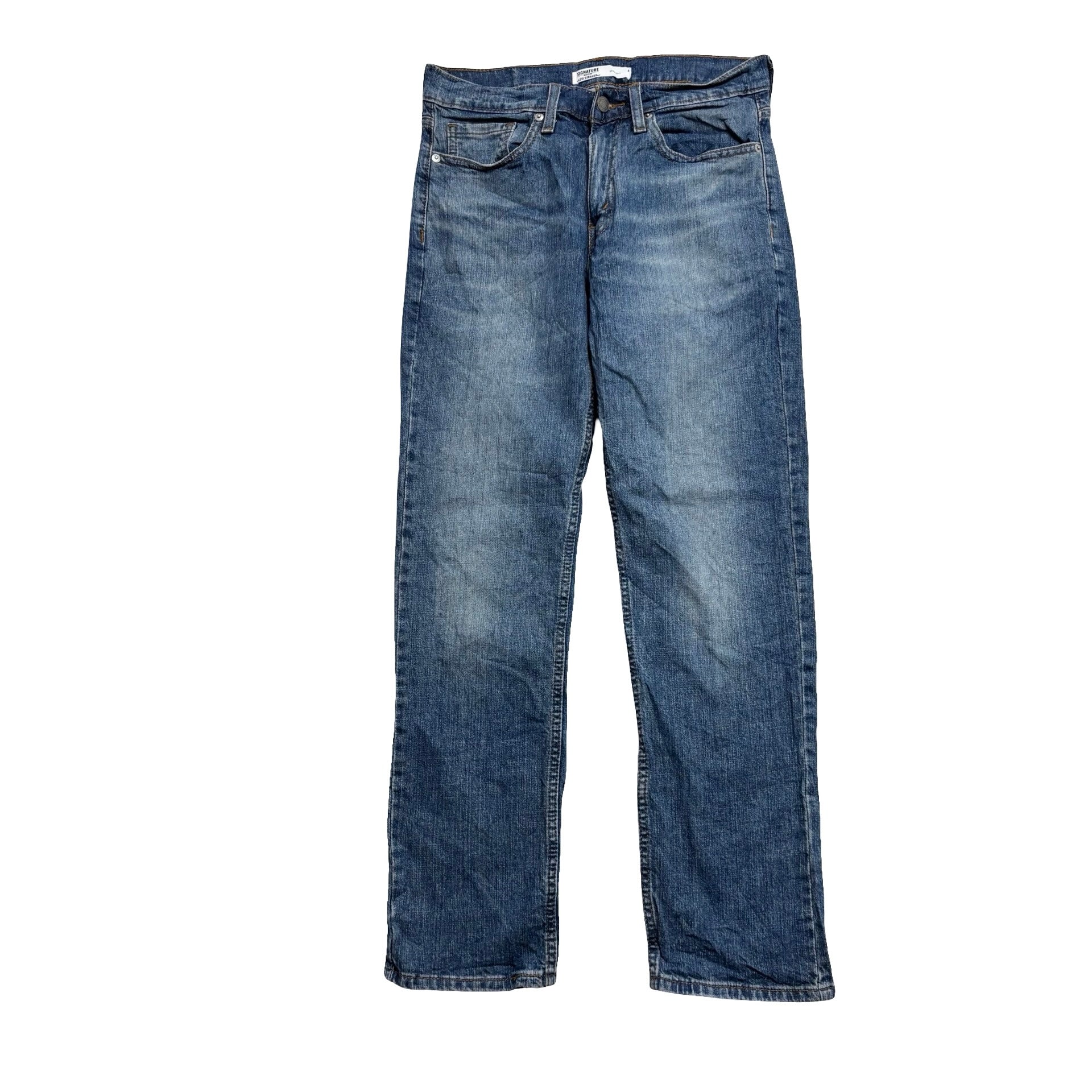 Levis Signature Jeans W29 L30 Mens Mid Blue Slim Straight Fit Stretch (E)