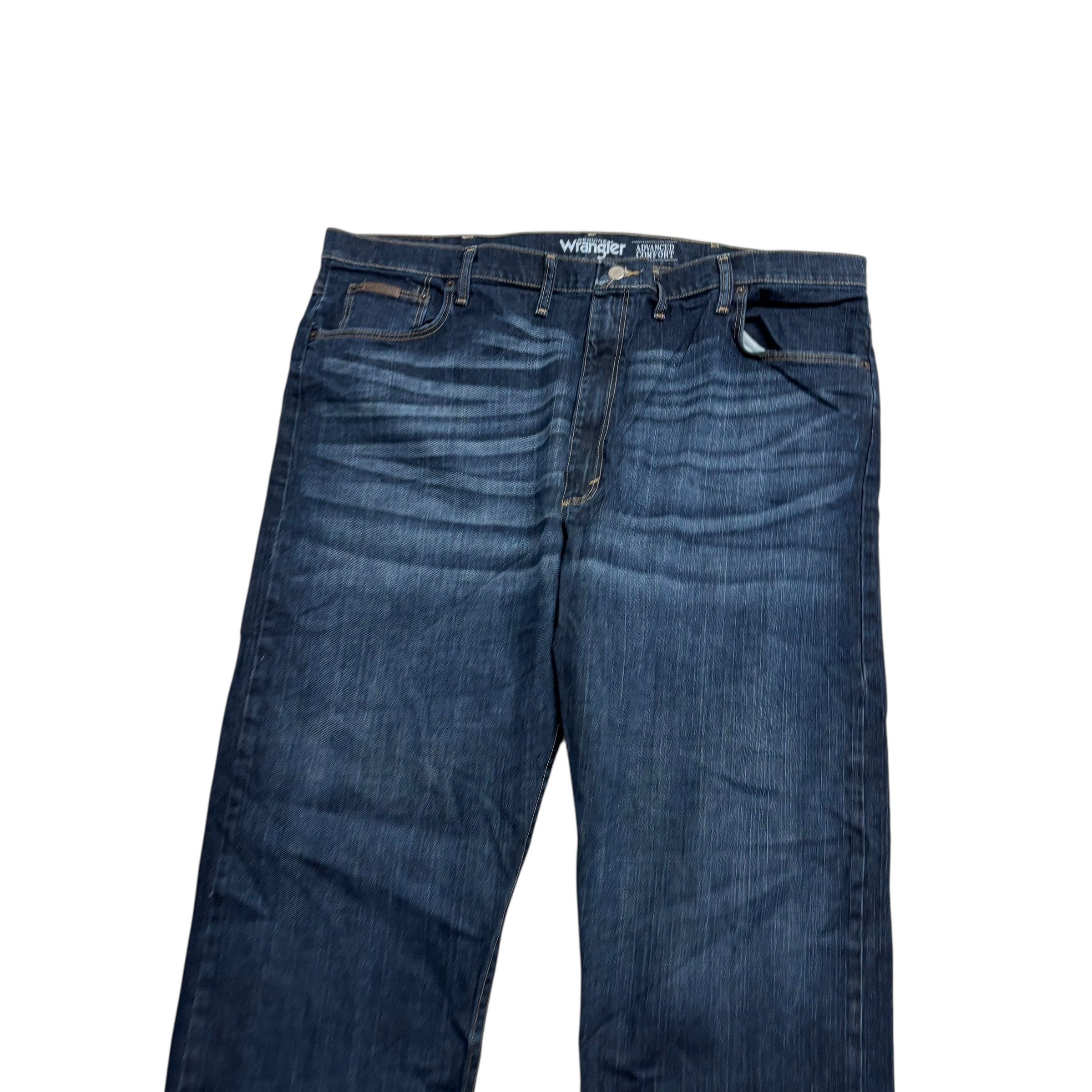 Wrangler Jeans W44 L30 Mens Dark Blue Relaxed Straight Fit Stretch Denim (E)