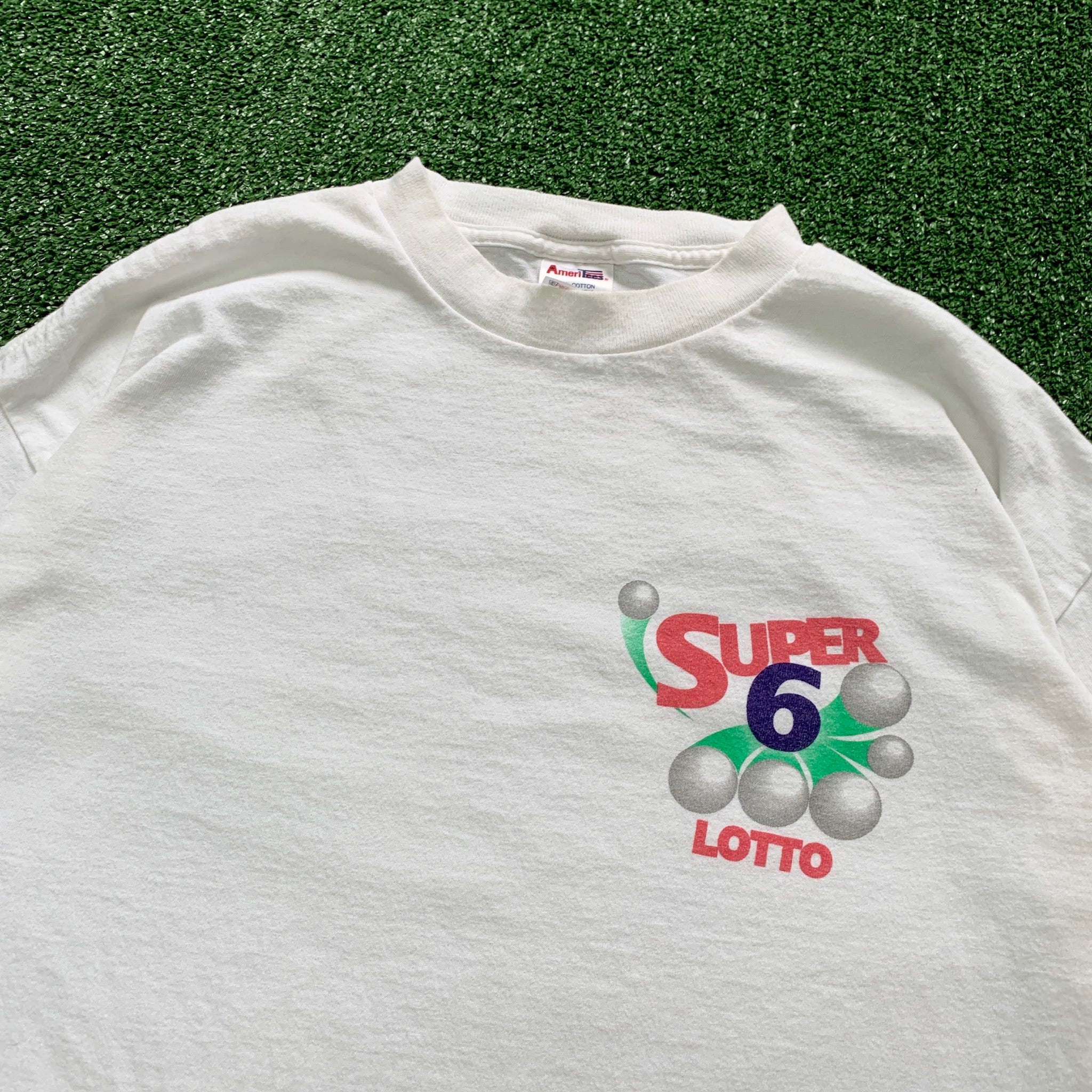 Vintage T Shirt Mens XL White Single Stitch Graphic Print 90s USA Lotto