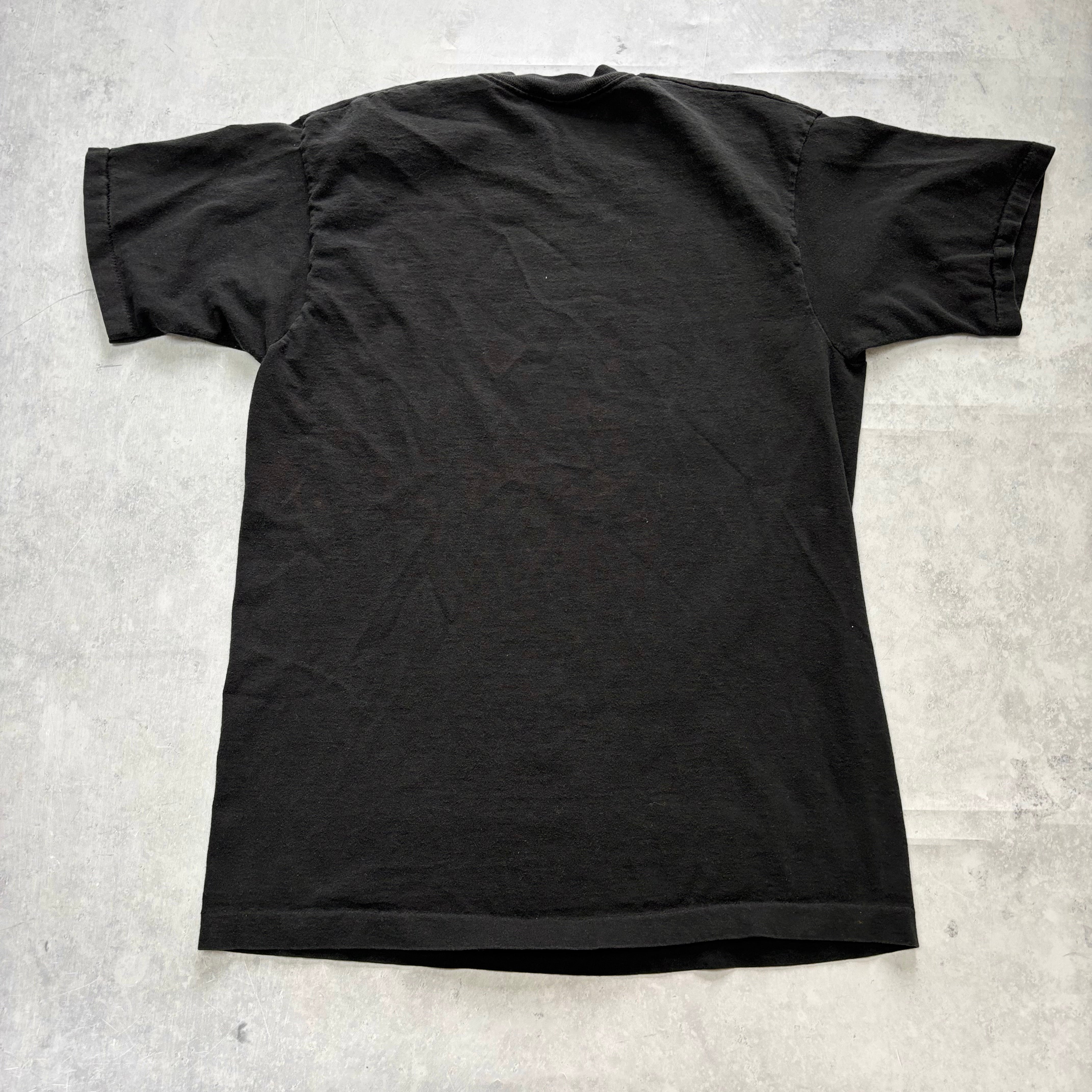 Vintage T Shirt Mens Medium Black Single Stitch Graphic Print 90s