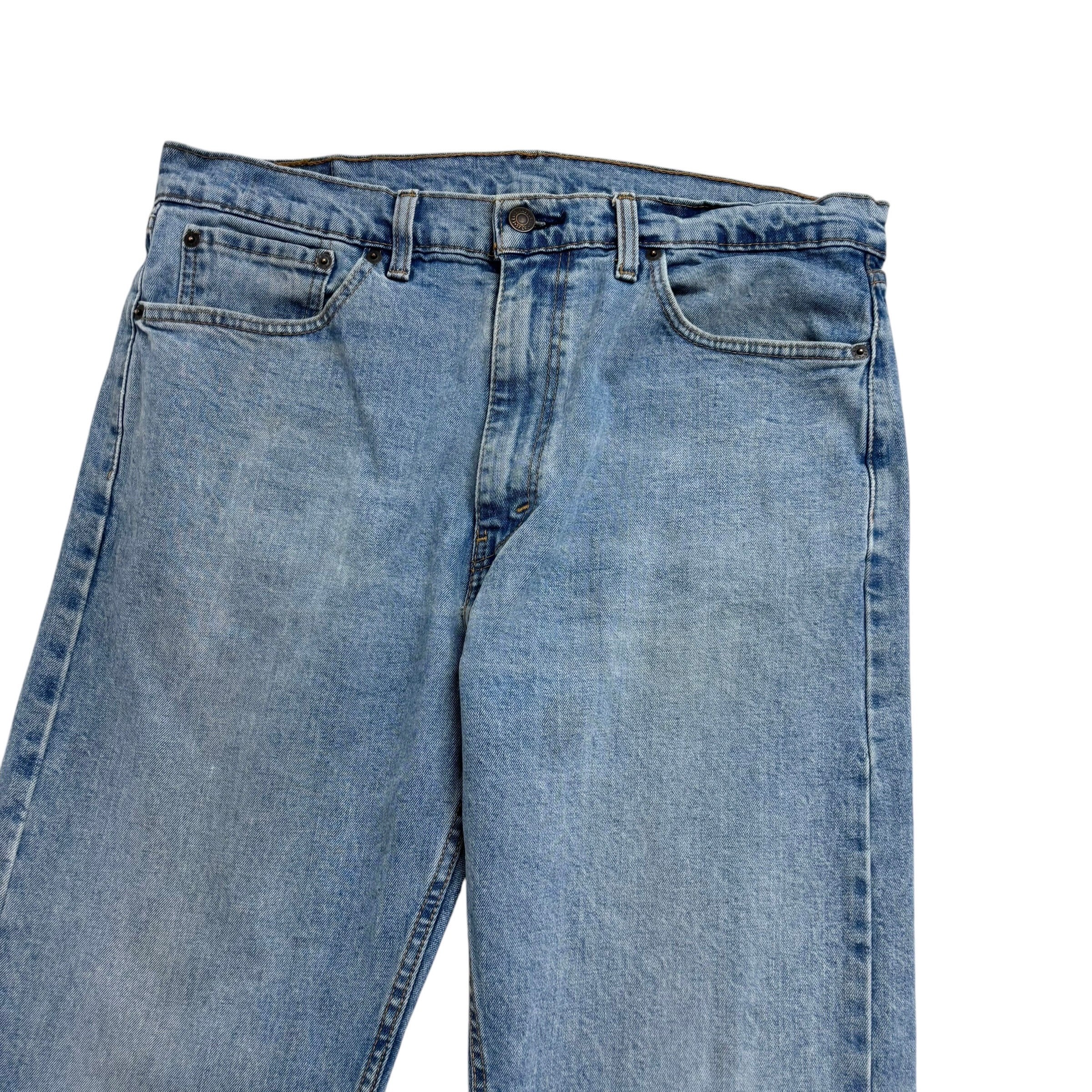 Levis 505 Jeans W36 L30 Mens Light Blue Regular Straight Fit Stretch Denim (E)