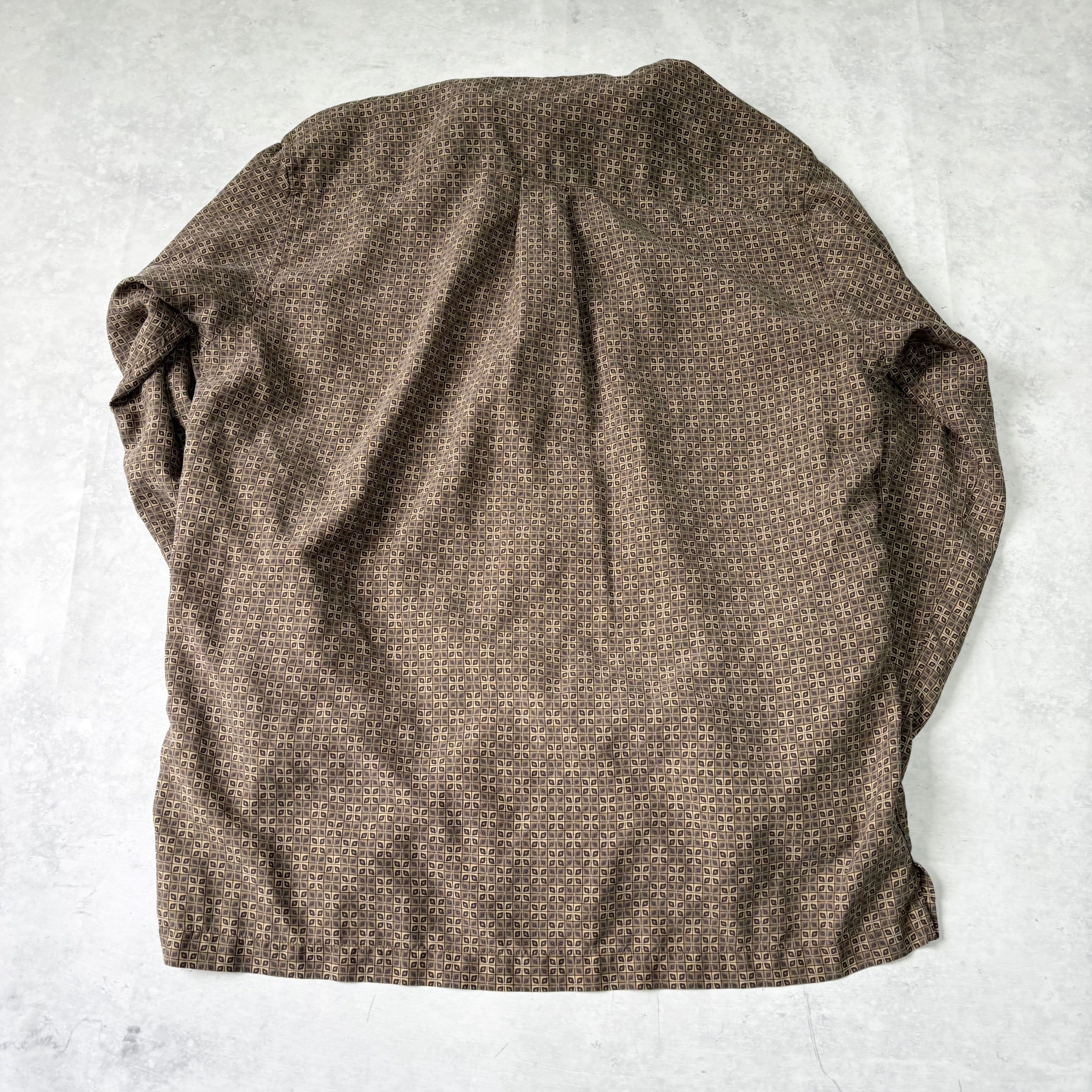 Perry Ellis Long Sleeve Shirt Mens Medium Brown Check Pattern Silk (E)
