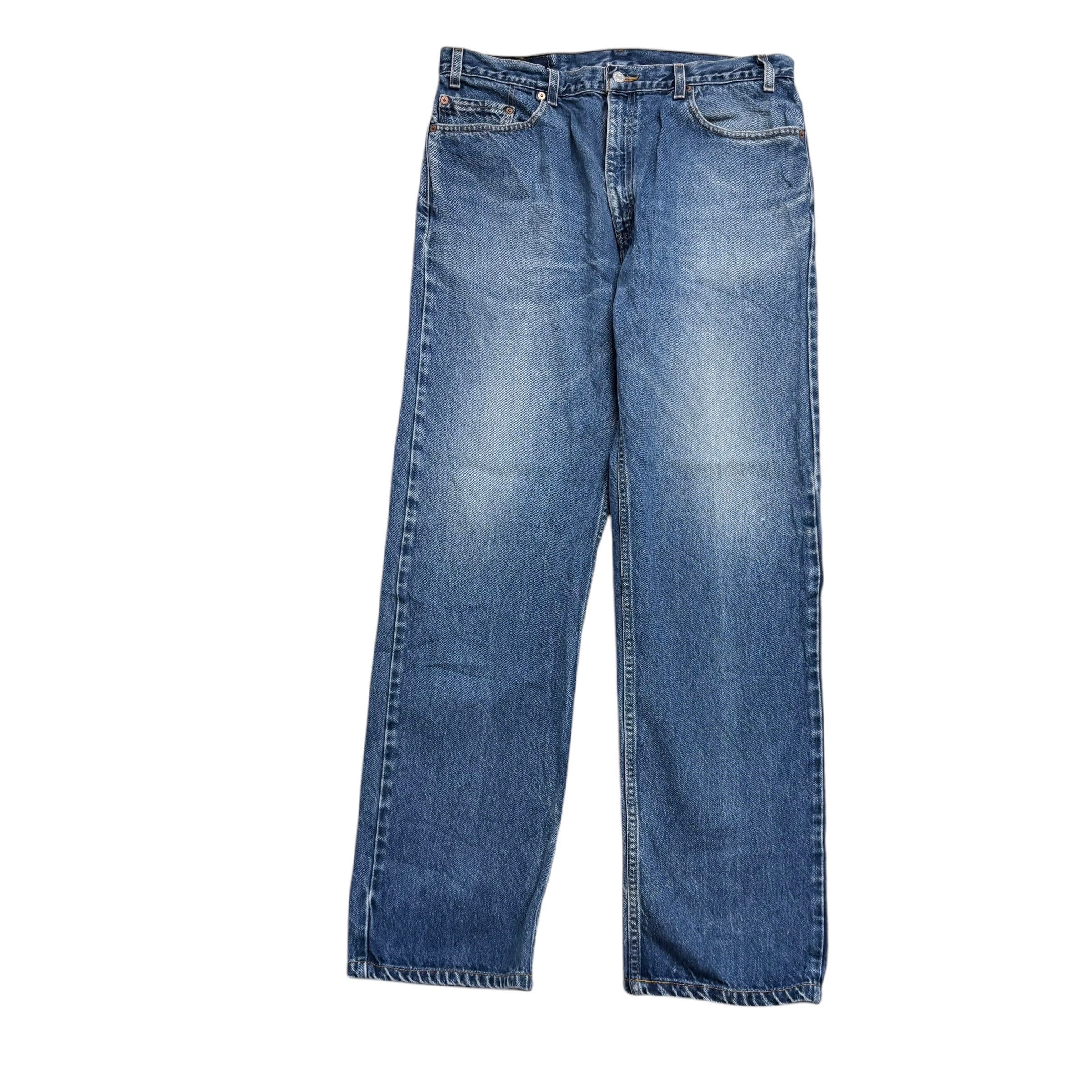 Levis 505 Jeans W36 L33 Mens Mid Blue Regular Straight Fit Vintage Denim (E)