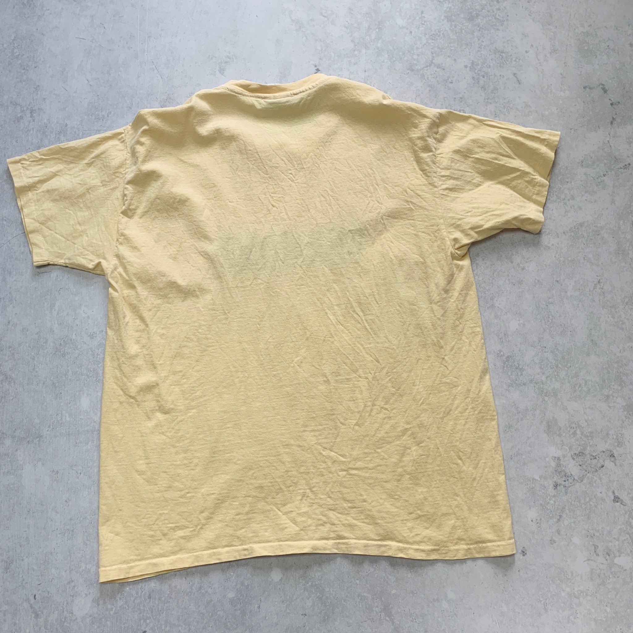 Vintage T Shirt Mens Large Yellow Single Stitch Graphic Print 90s USA Tourist