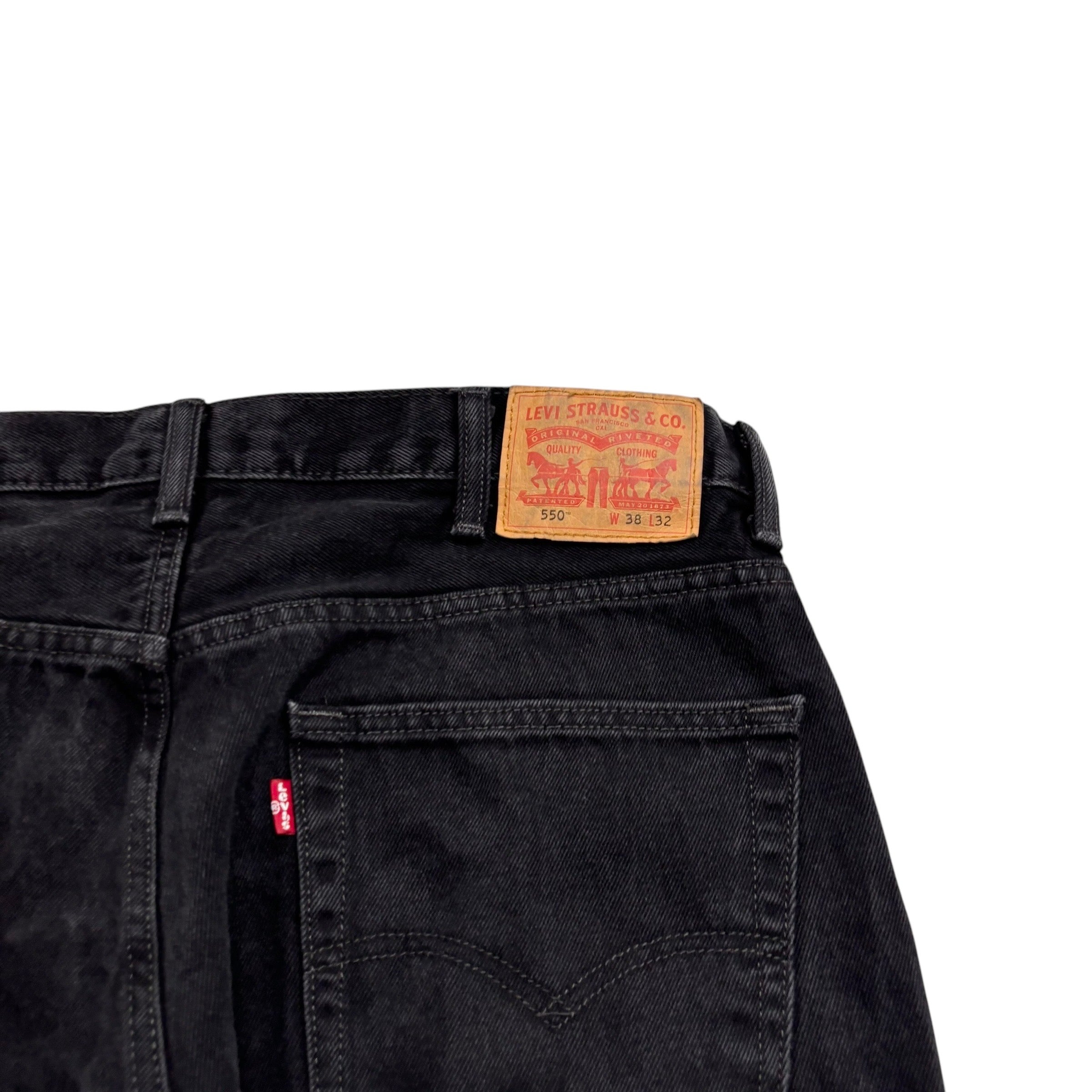 Levis 550 Jeans W38 L32 Mens Black Baggy Relaxed Straight Fit Denim (E)