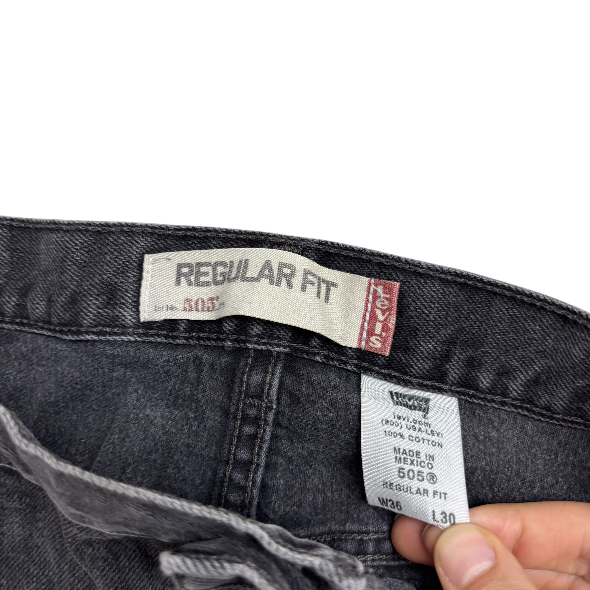 Levis 505 Jeans W36 L30 Mens Black Regular Straight Fit Vintage Denim