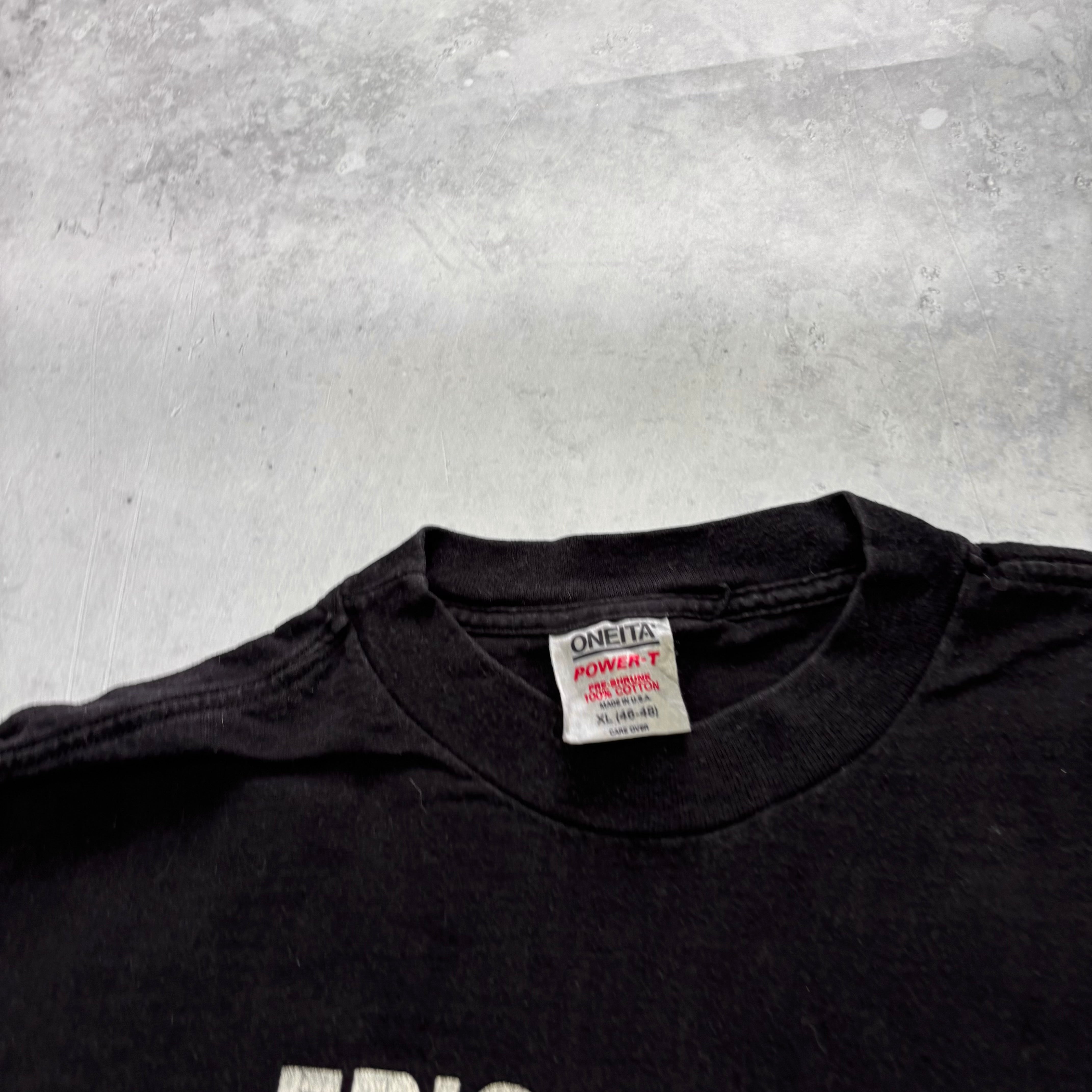 Vintage T Shirt Mens Large Black Single Stitch Graphic Print 90s USA (F)