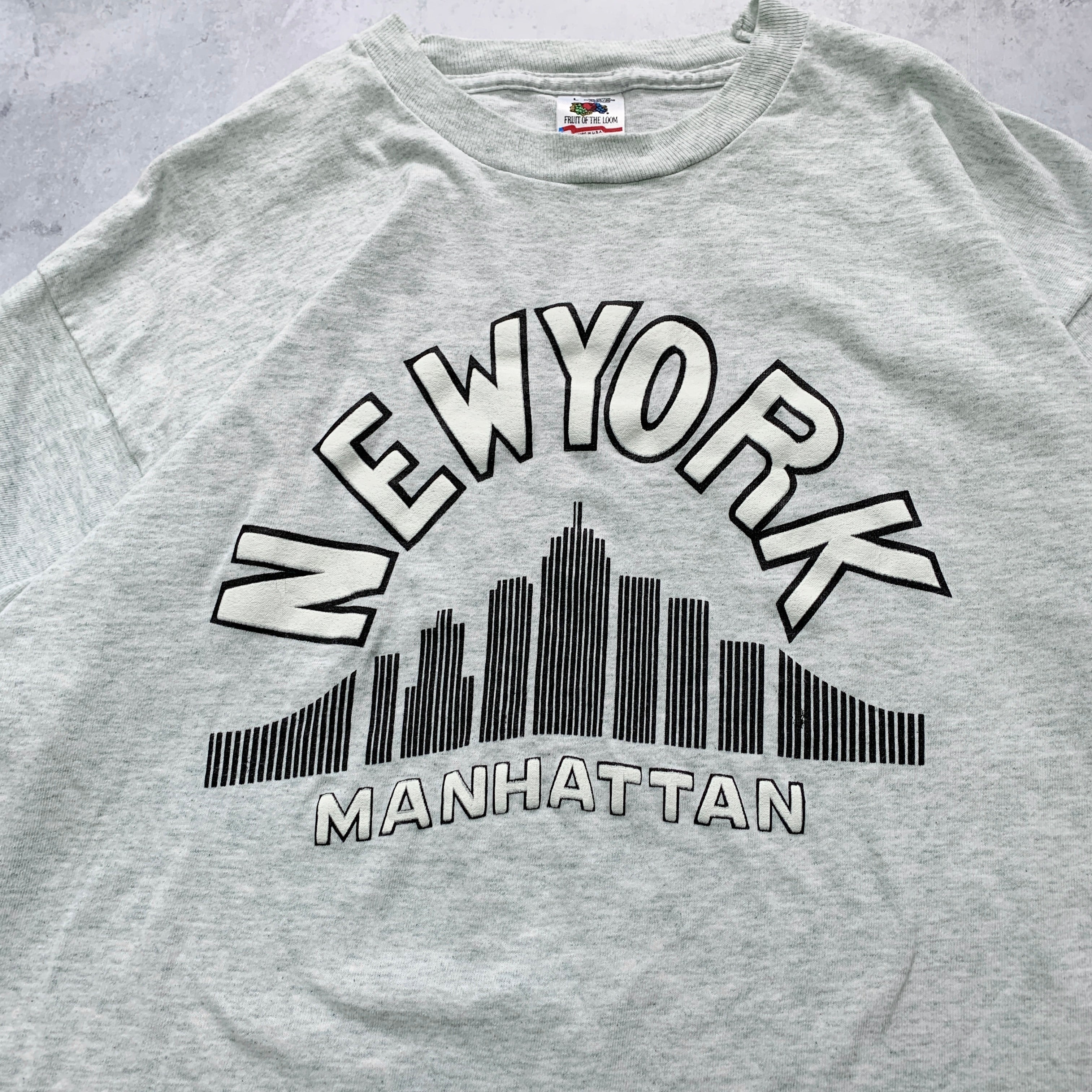 Vintage T Shirt Mens Large Grey Single Stitch Graphic Print 90s New York Tourist