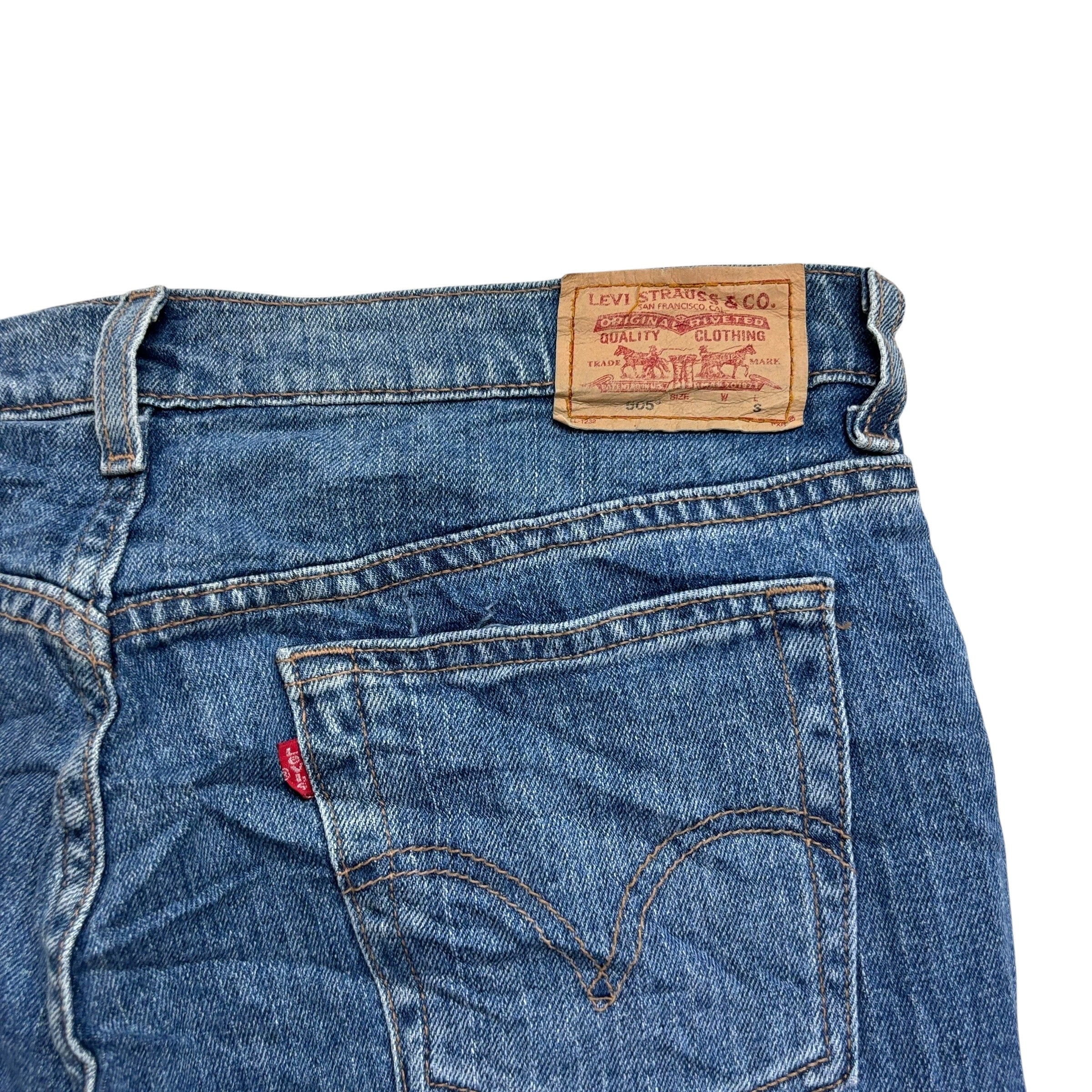 Levis 505 Jeans W34 L30 Womens Regular Straight Mid Blue Stretch Vintage (E)