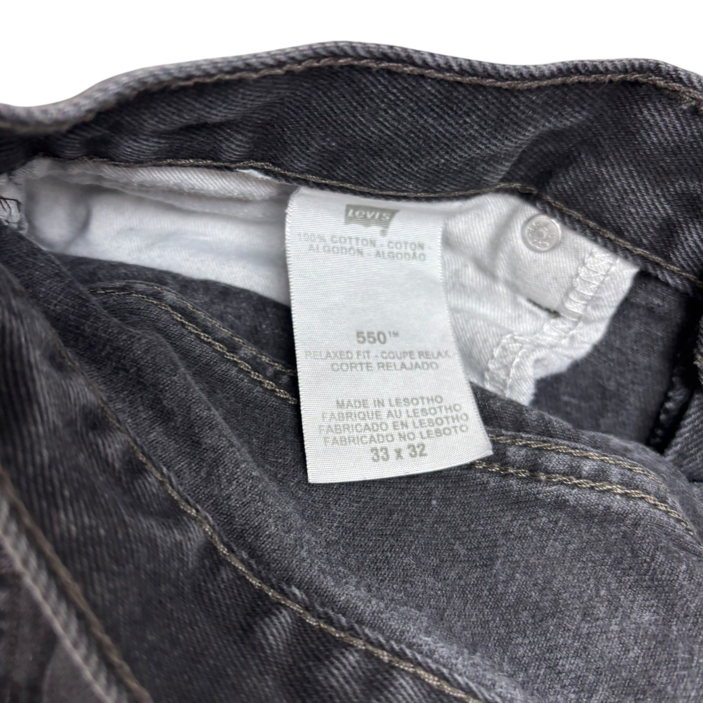 Levis 550 Jeans W33 L32 Mens Black Baggy Relaxed Straight Fit Vintage Denim (E)