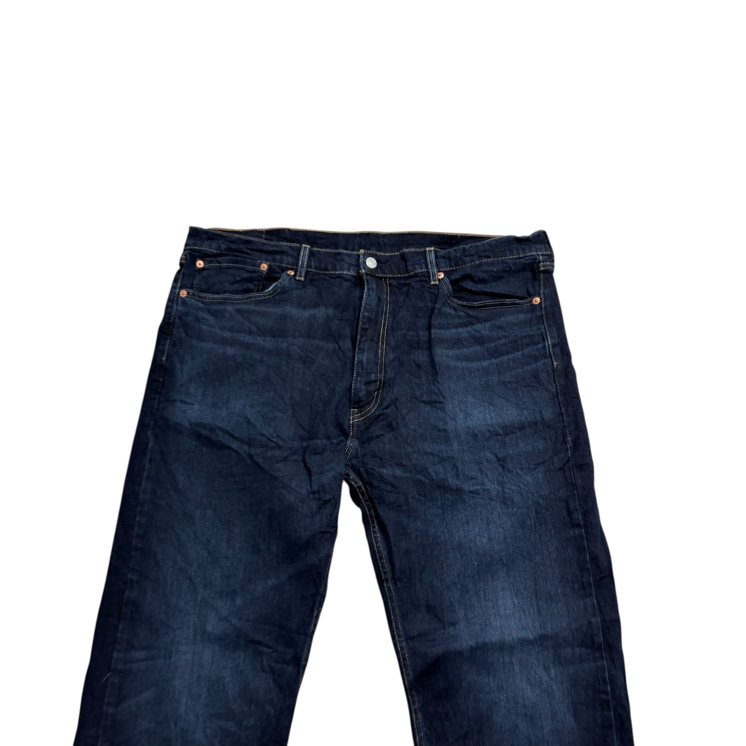 Levis 505 Jeans W40 L32 Mens Dark Blue Regular Straight Fit Stretch Denim (E)