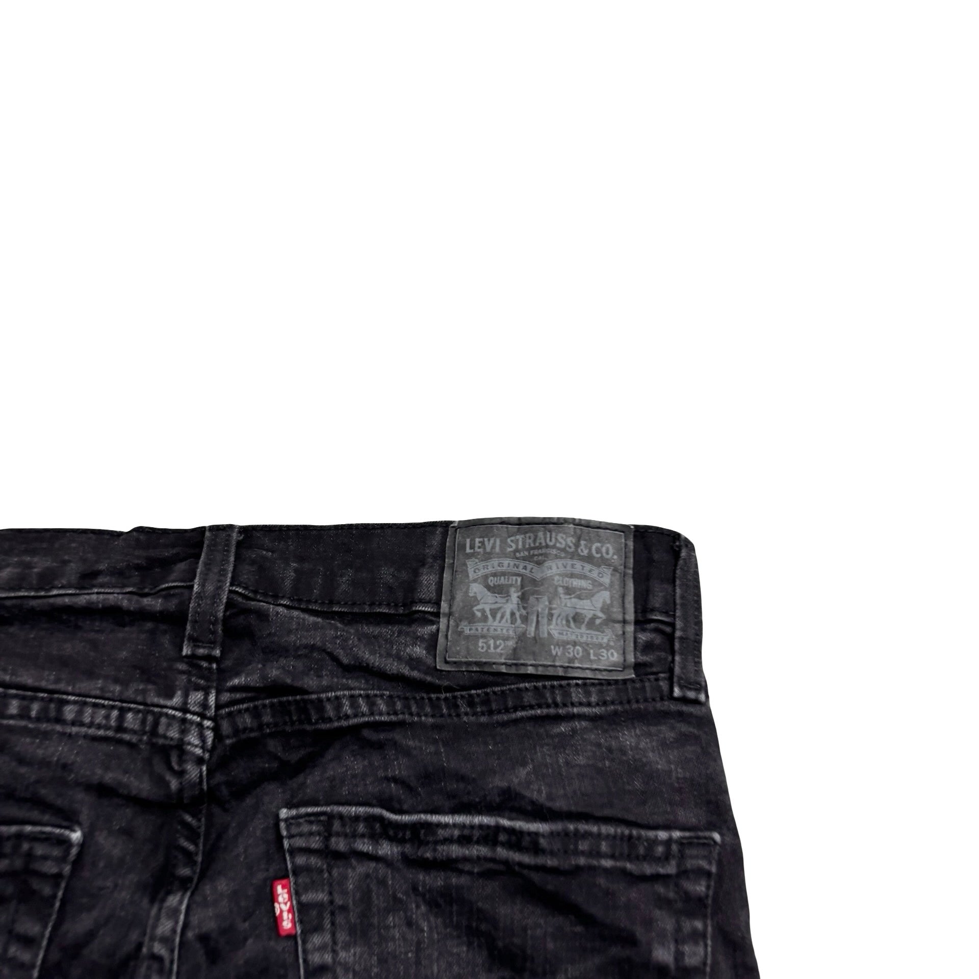Levis 512 Jeans W30 L29 Mens Black Slim Tapered Fit Stretch Denim (E)