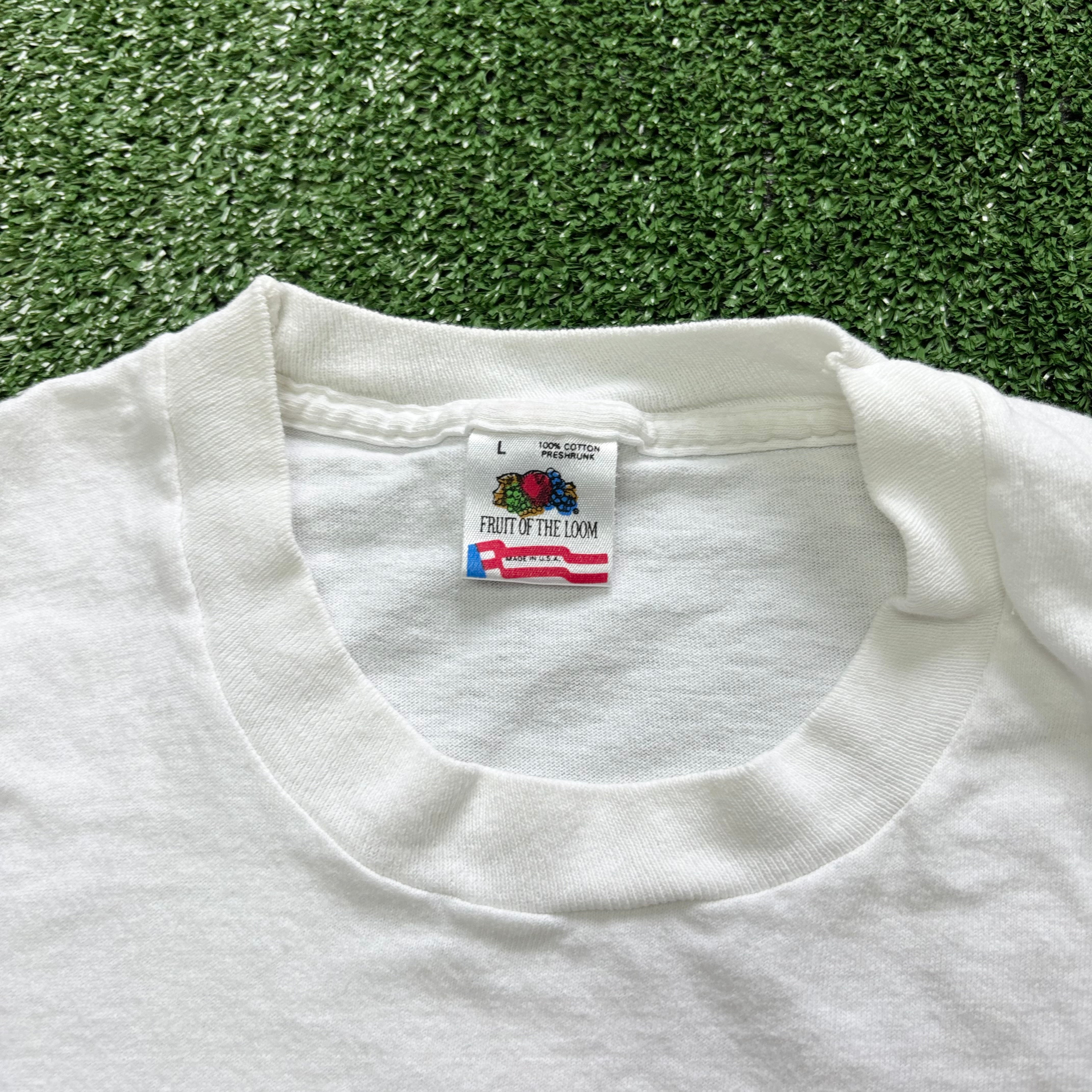 Vintage T Shirt Mens Large White Single Stitch Graphic Print 90s Triathlon (E)