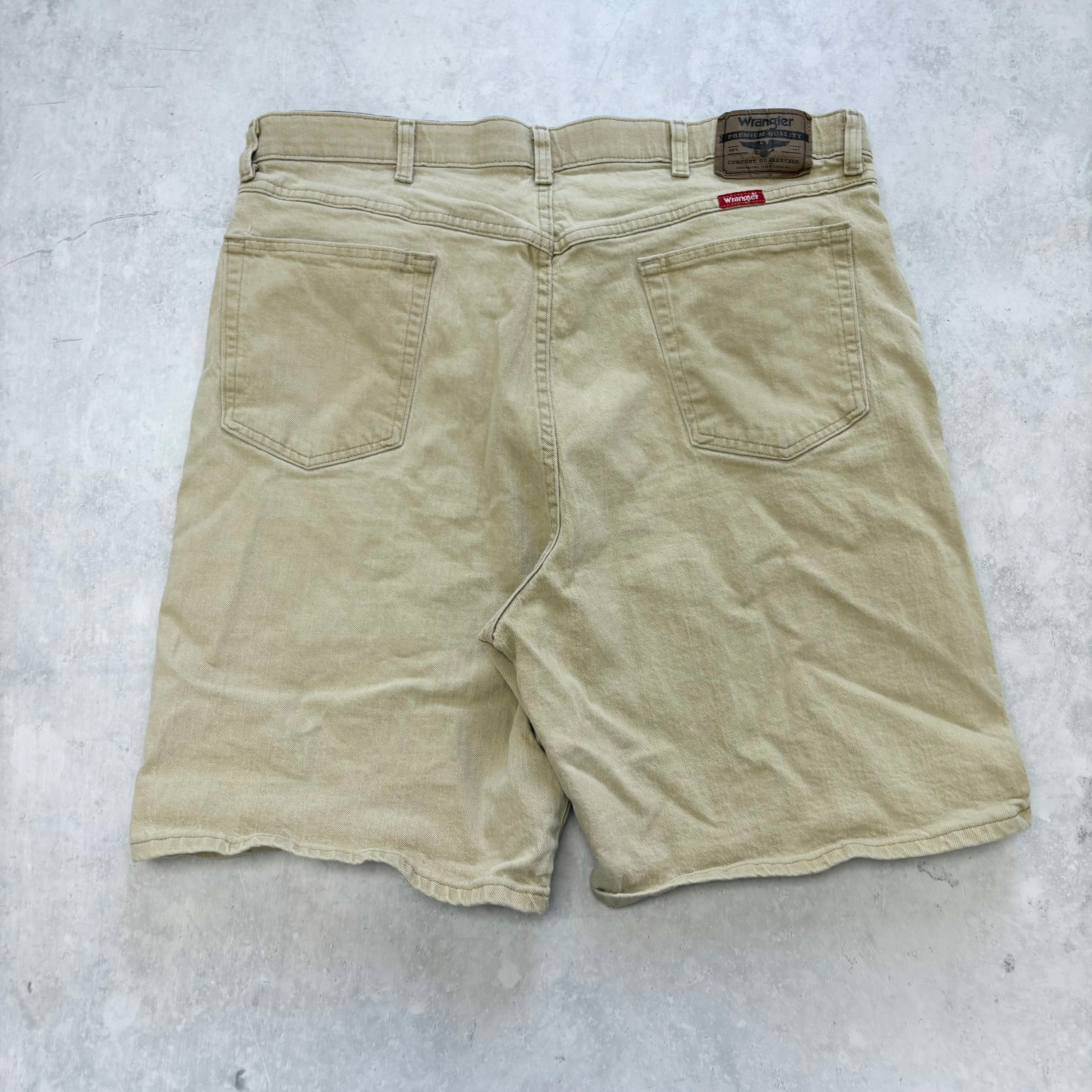 Vintage Wrangler Jorts W38 Mens Denim Shorts Beige Tan Regular Fit