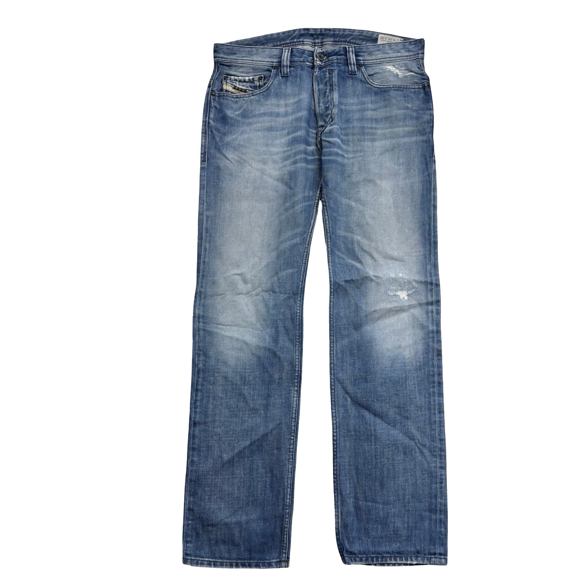 Diesel Safado Jeans W34 L32 Mens Mid Blue Regular Straight Fit Distressed (E)