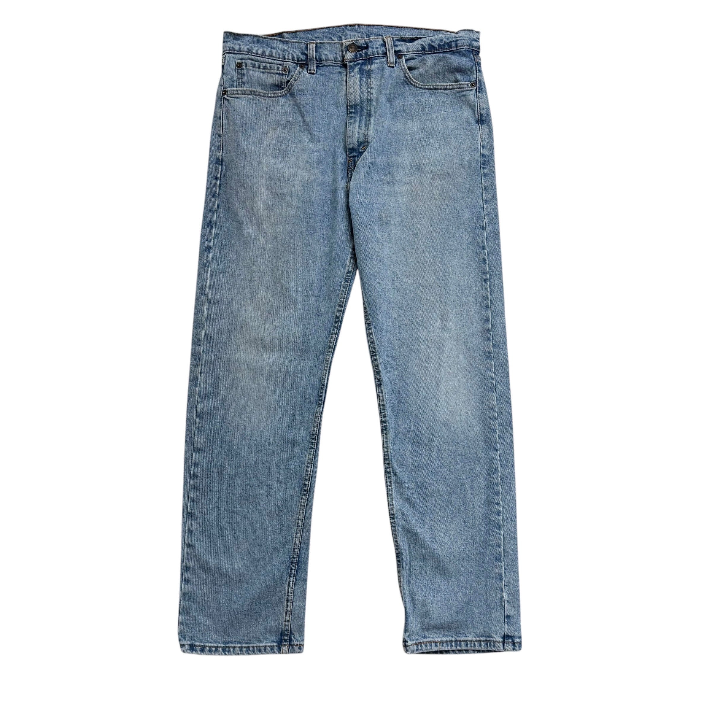 Levis 505 Jeans W36 L30 Mens Light Blue Regular Straight Fit Stretch Denim (E)