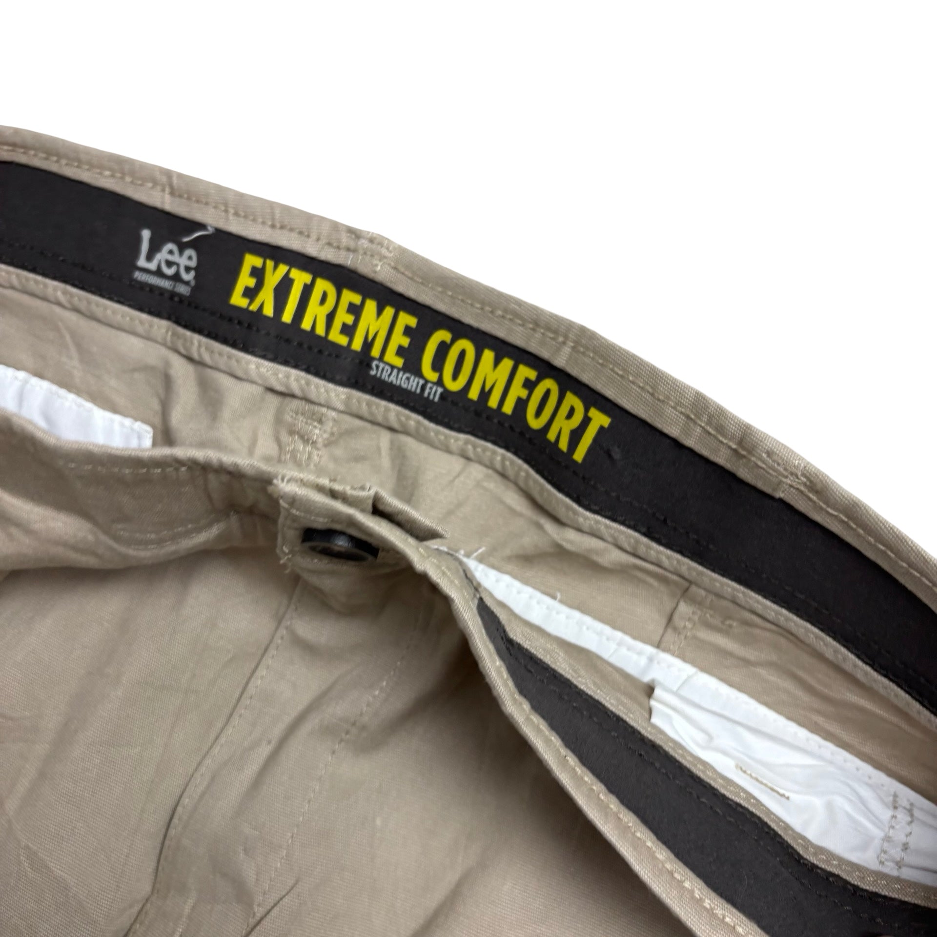 Lee Cargo Trousers W42 L30 Mens Beige Regular Straight Fit Stretch Pants (E)