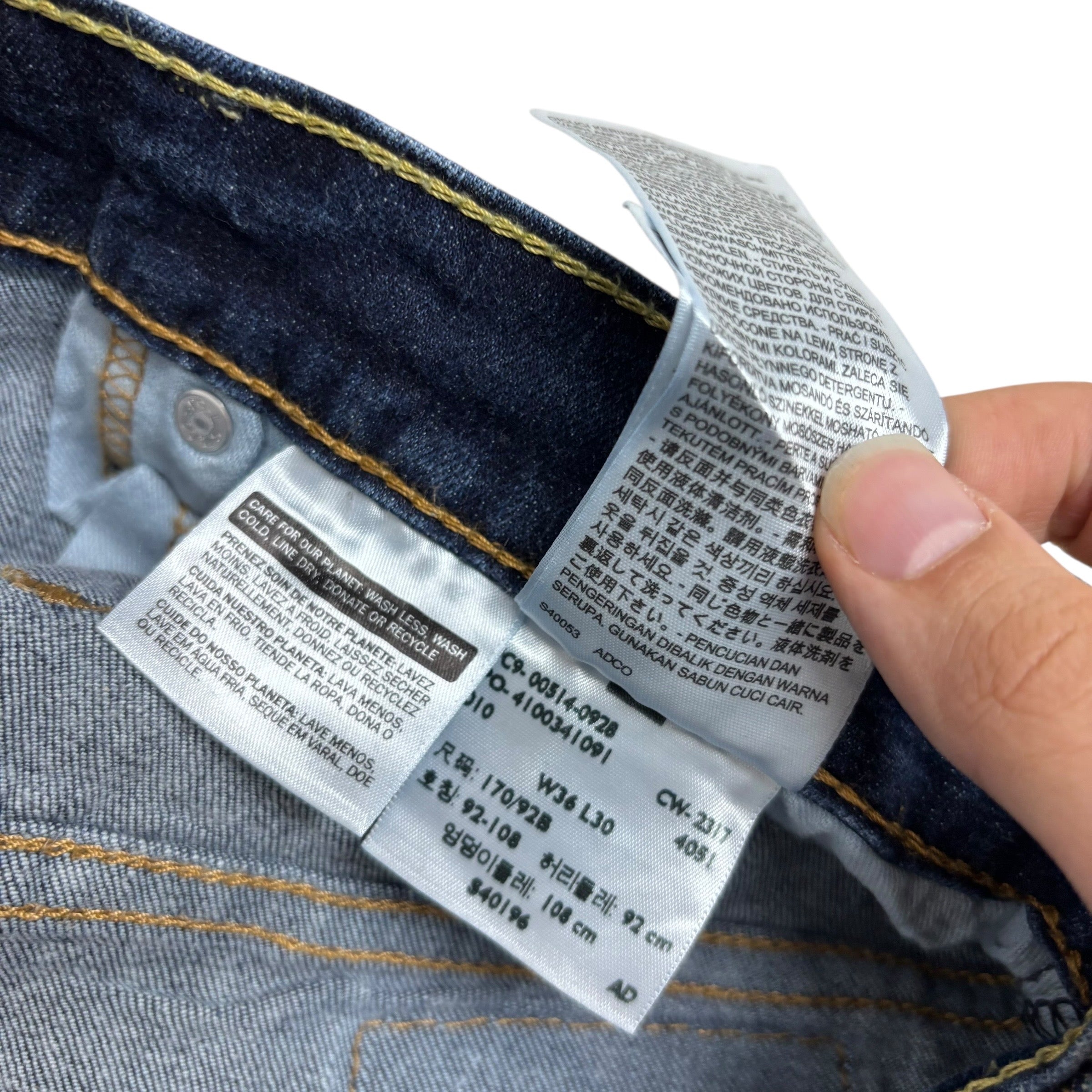 Levis 514 Jeans W36 L30 Mens Dark Blue Regular Straight Fit Stretch Denim (E)