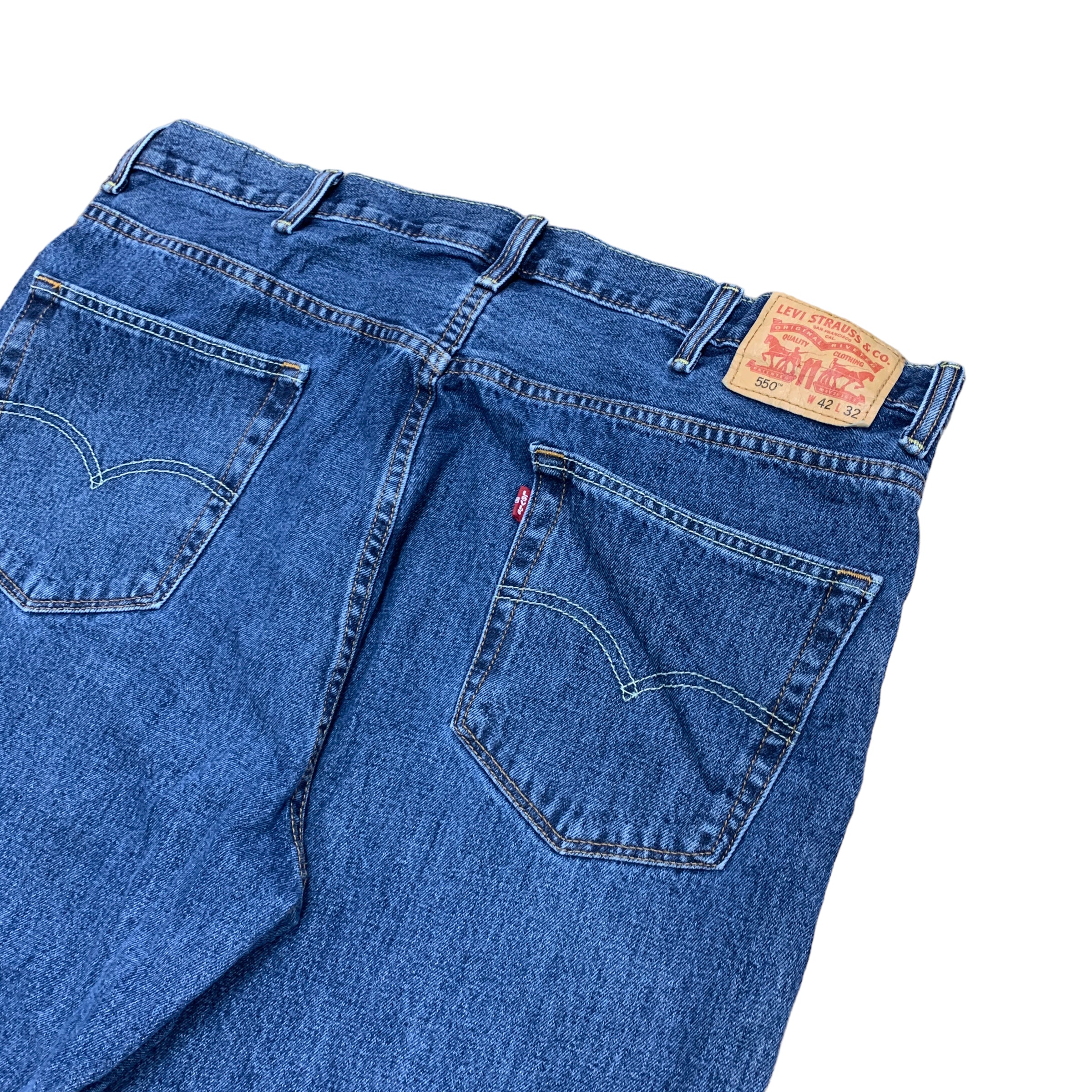 Levis 550 Jeans W42 L32 Mens Vintage Blue Relaxed Straight Fit Denim