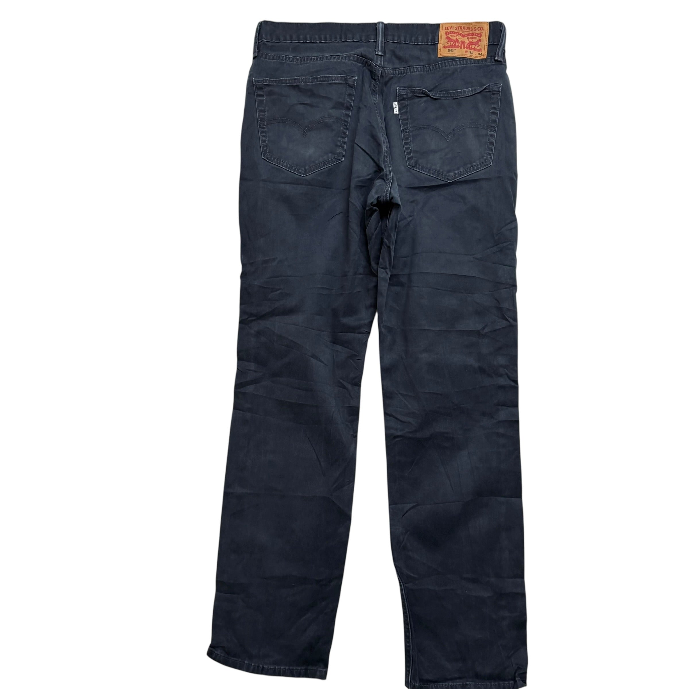 Levis 541 Trousers W32 L32 Mens Navy Blue Athletic Tapered Fit Stretch (E)