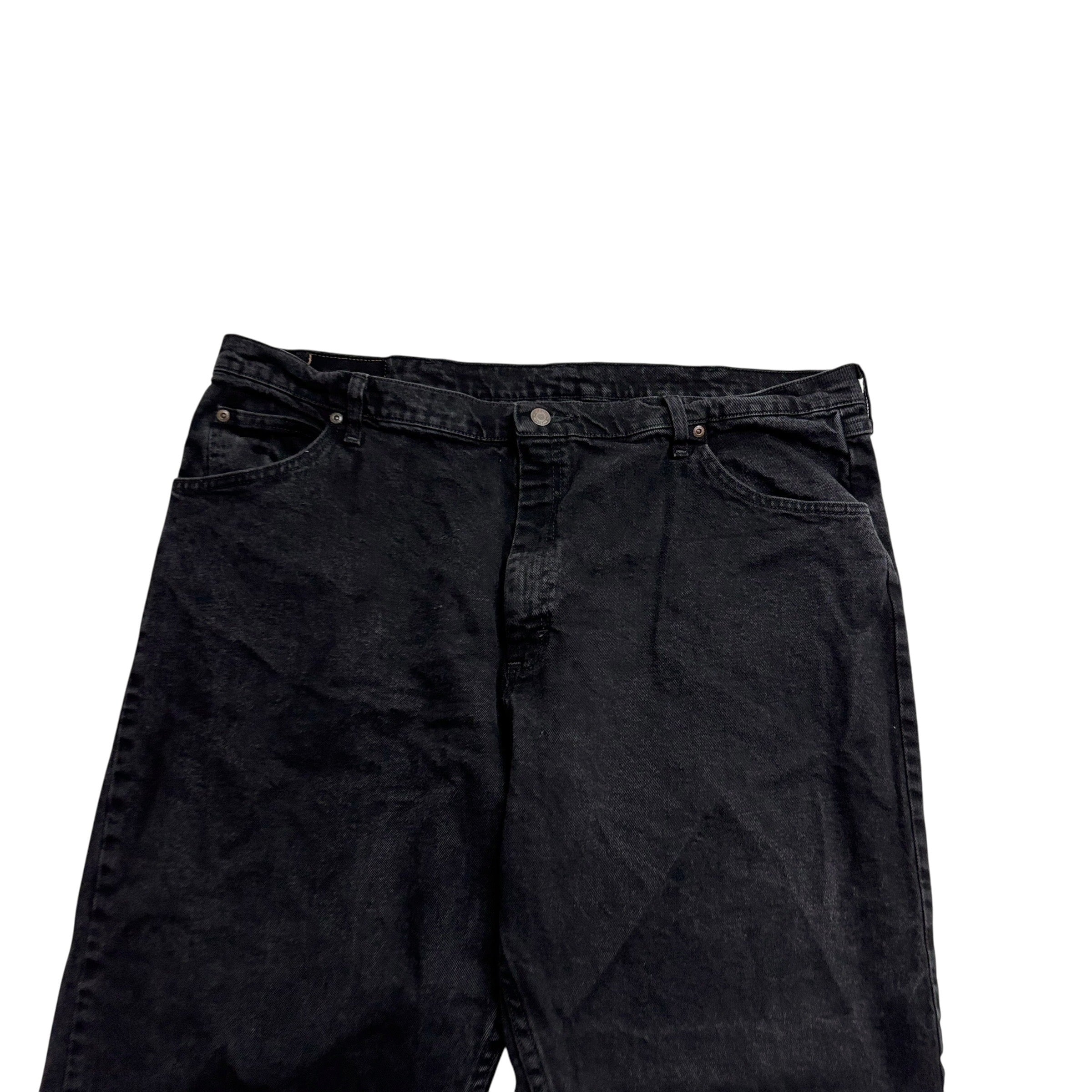 Wrangler Jeans W42 L30 Mens Black Relaxed Straight Fit Stretch Denim (E)