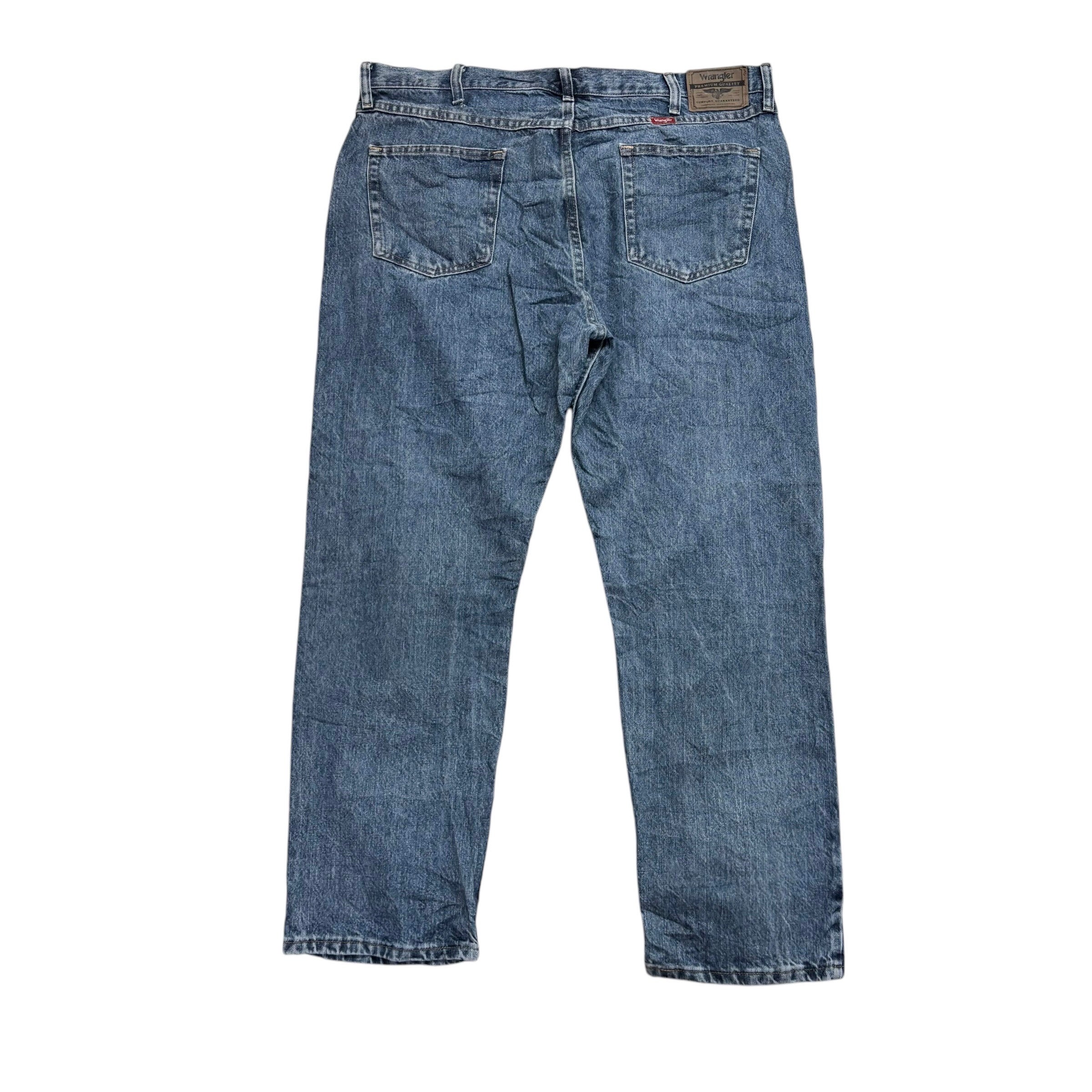 Wrangler Jeans W40 L30 Mens Mid Blue Regular Straight Fit Denim (E)