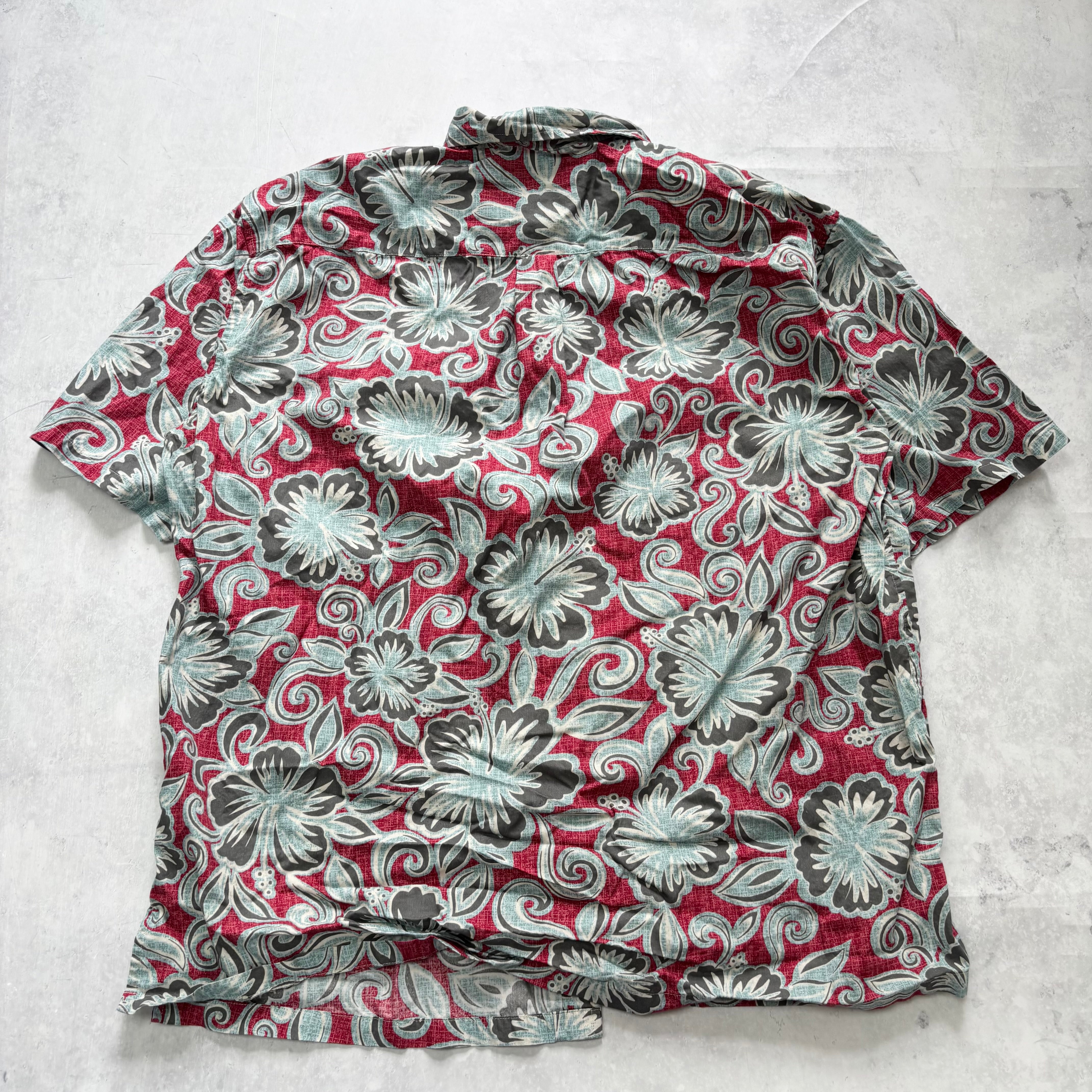 Vintage Hawaiian Shirt Mens XXL Red Floral Aloha Short Sleeve Cotton (E)