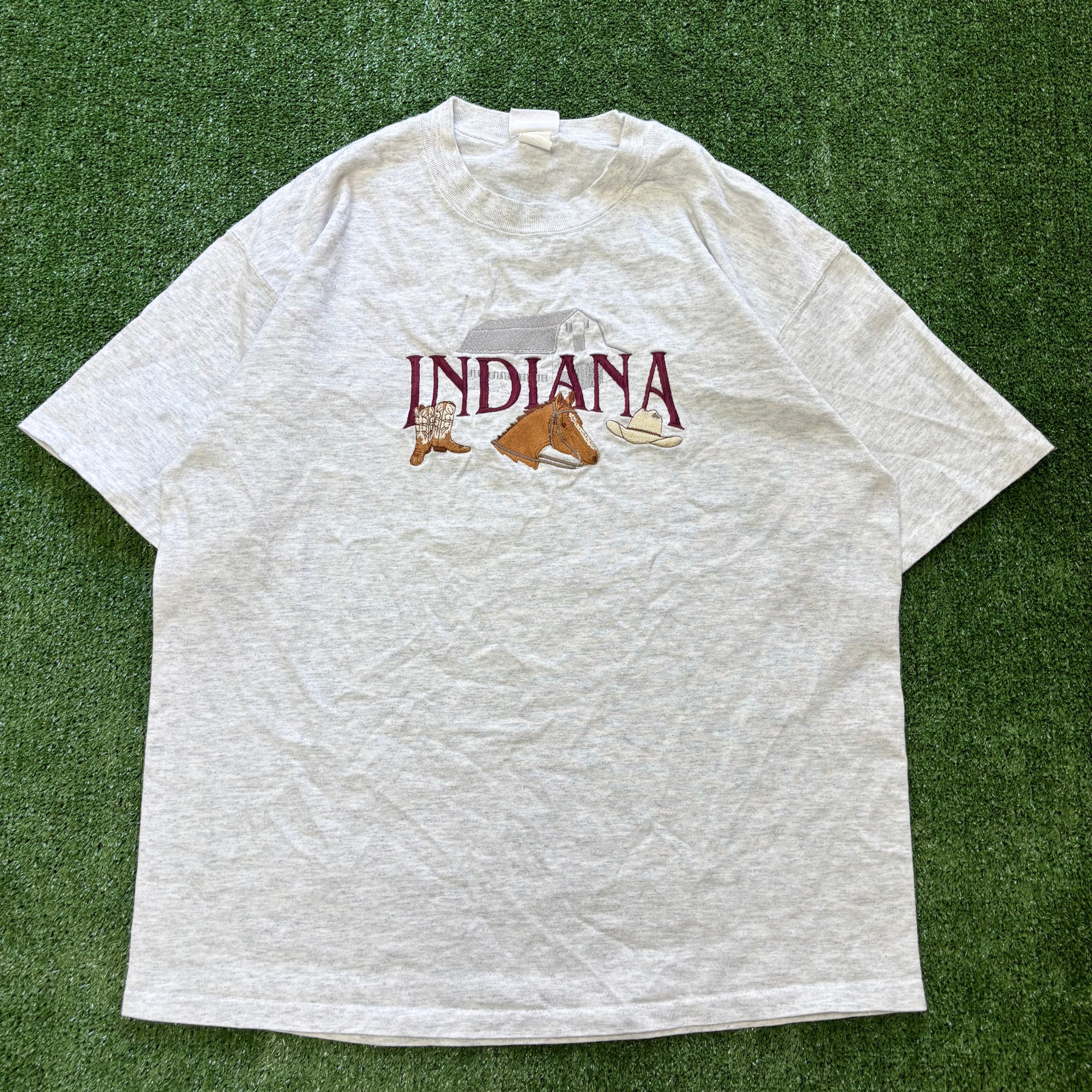 Vintage T Shirt Mens Large Grey Single Stitch Graphic Print 90s Tourist (E)