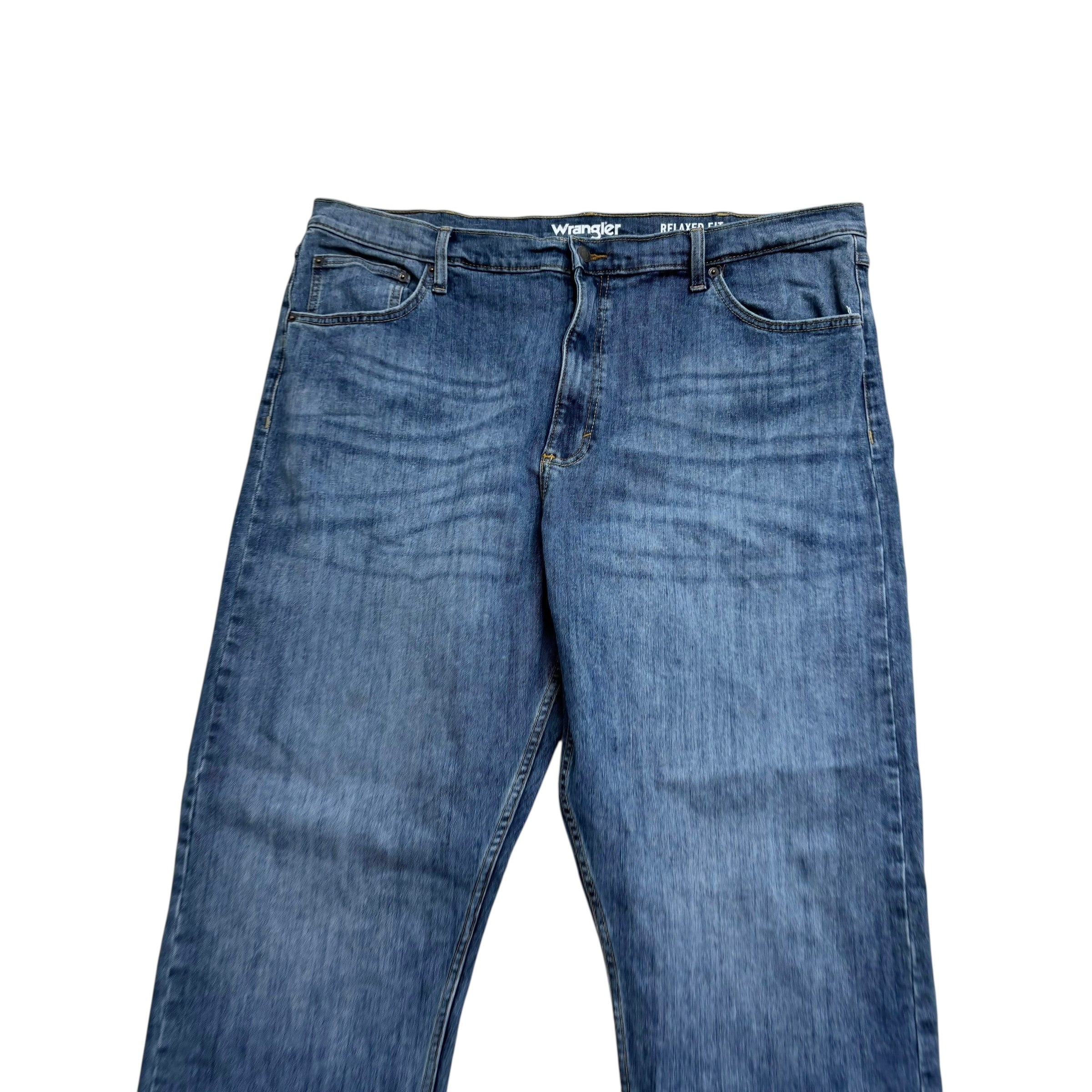 Wrangler Jeans W42 L30 Mens Mid Blue Relaxed Straight Fit Stretch Denim