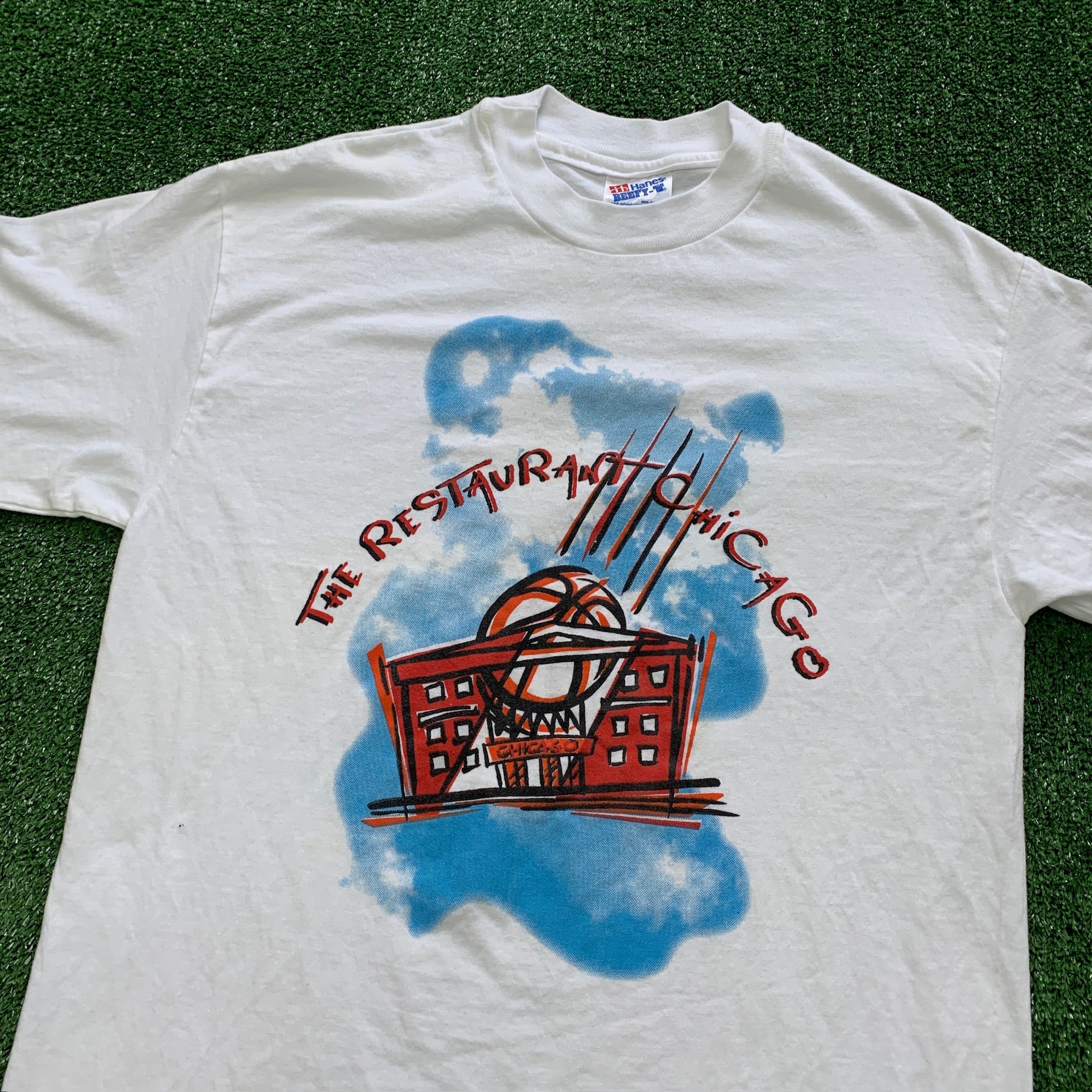 Vintage T Shirt Mens Medium White Single Stitch Graphic Print 90s Basketball