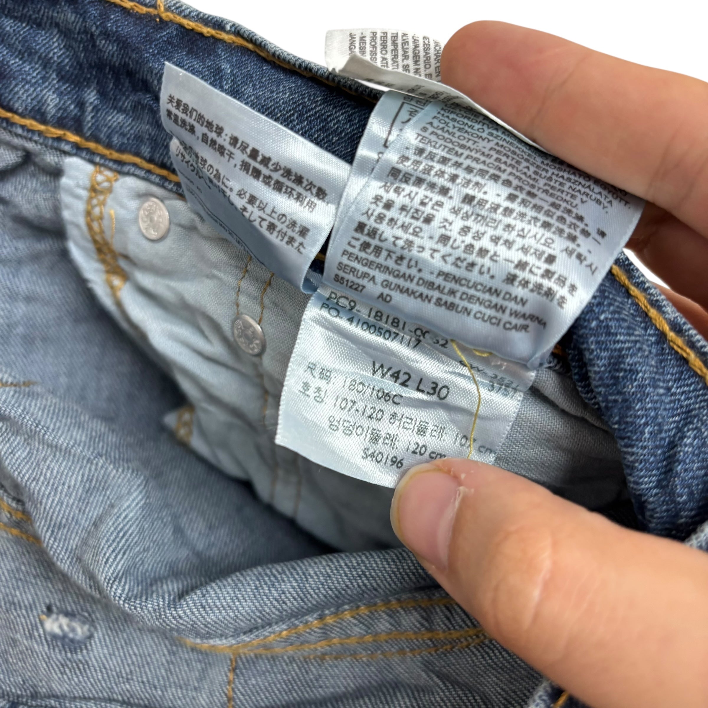 Levis 541 Jeans W42 L30 Mens Mid Blue Athletic Tapered Fit Stretch Denim (E)