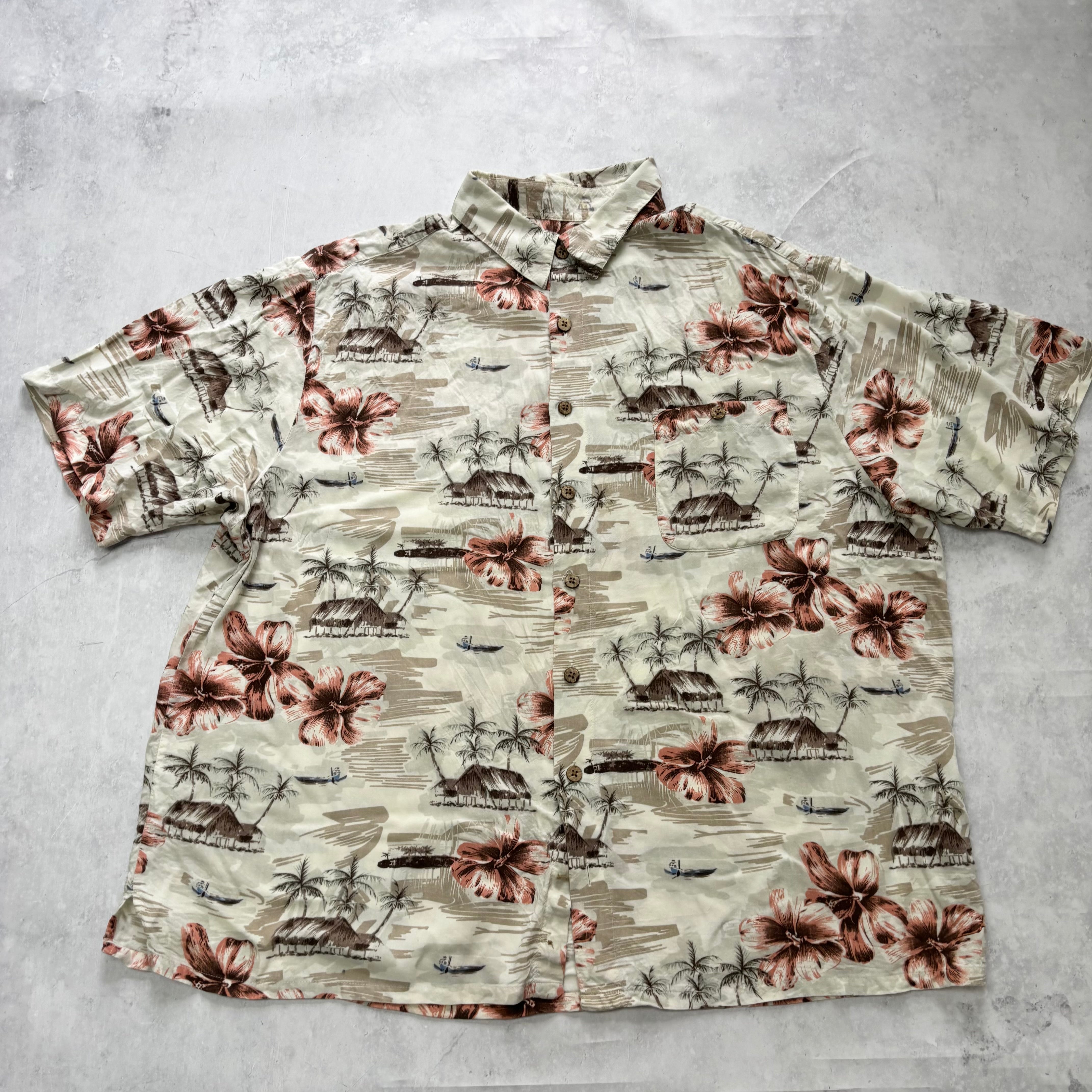 Vintage Hawaiian Shirt Mens XXL Floral Aloha Short Sleeve Rayon