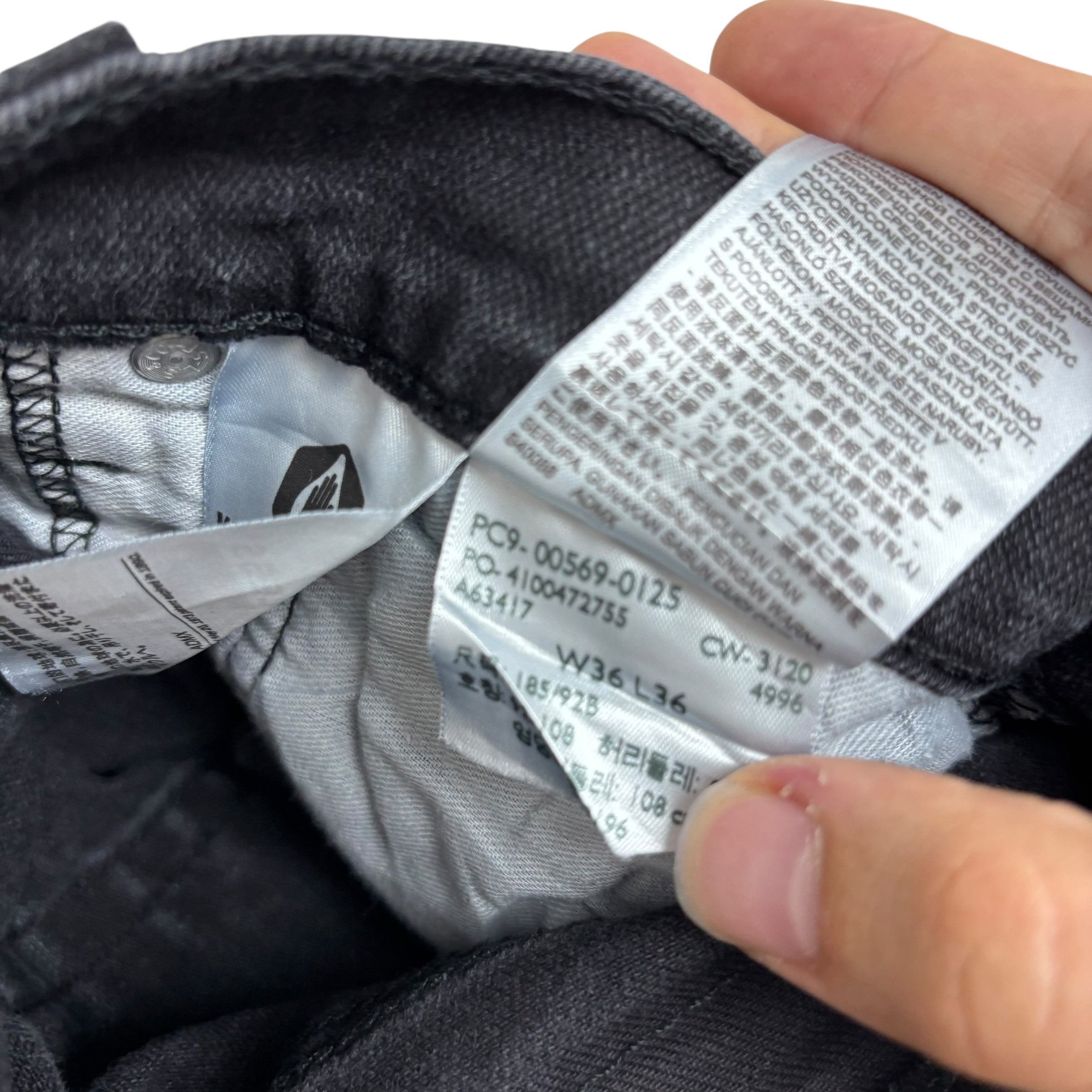 Levis 569 Jeans W36 L35 Mens Black Baggy Relaxed Straight Fit Stretch Denim (E)