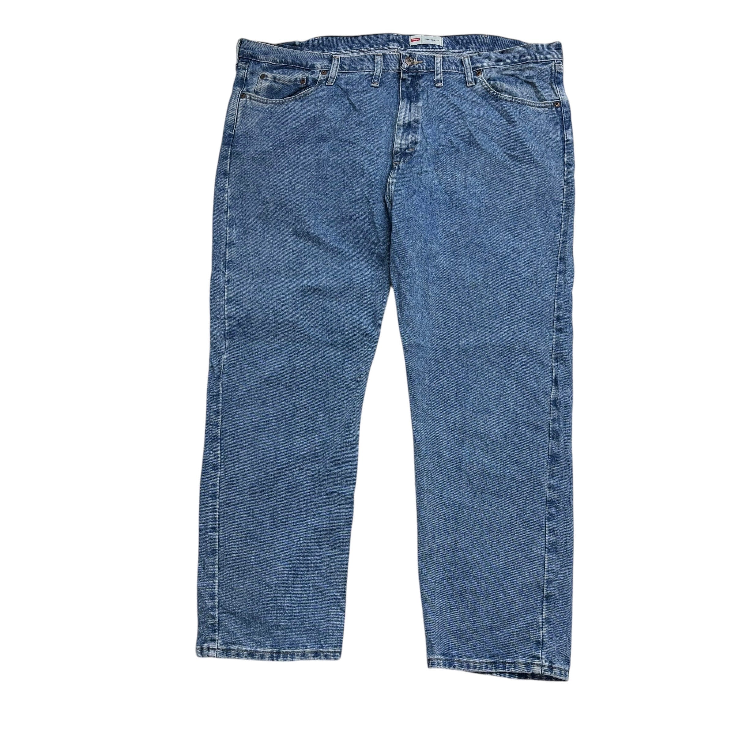 Wrangler Jeans W46 L30 Mens Mid Blue Relaxed Straight Fit Denim (E)