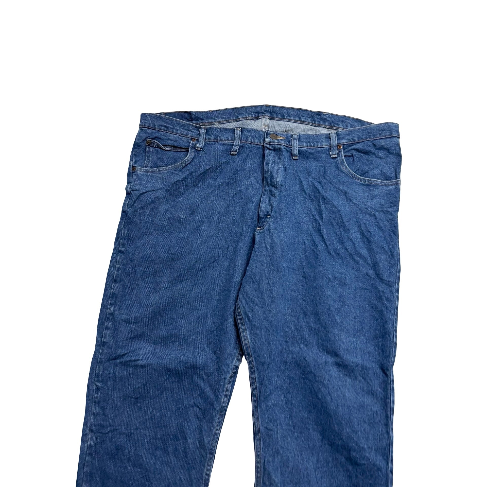 Wrangler Jeans W46 L30 Mens Mid Blue Relaxed Straight Fit Stretch Denim (E)