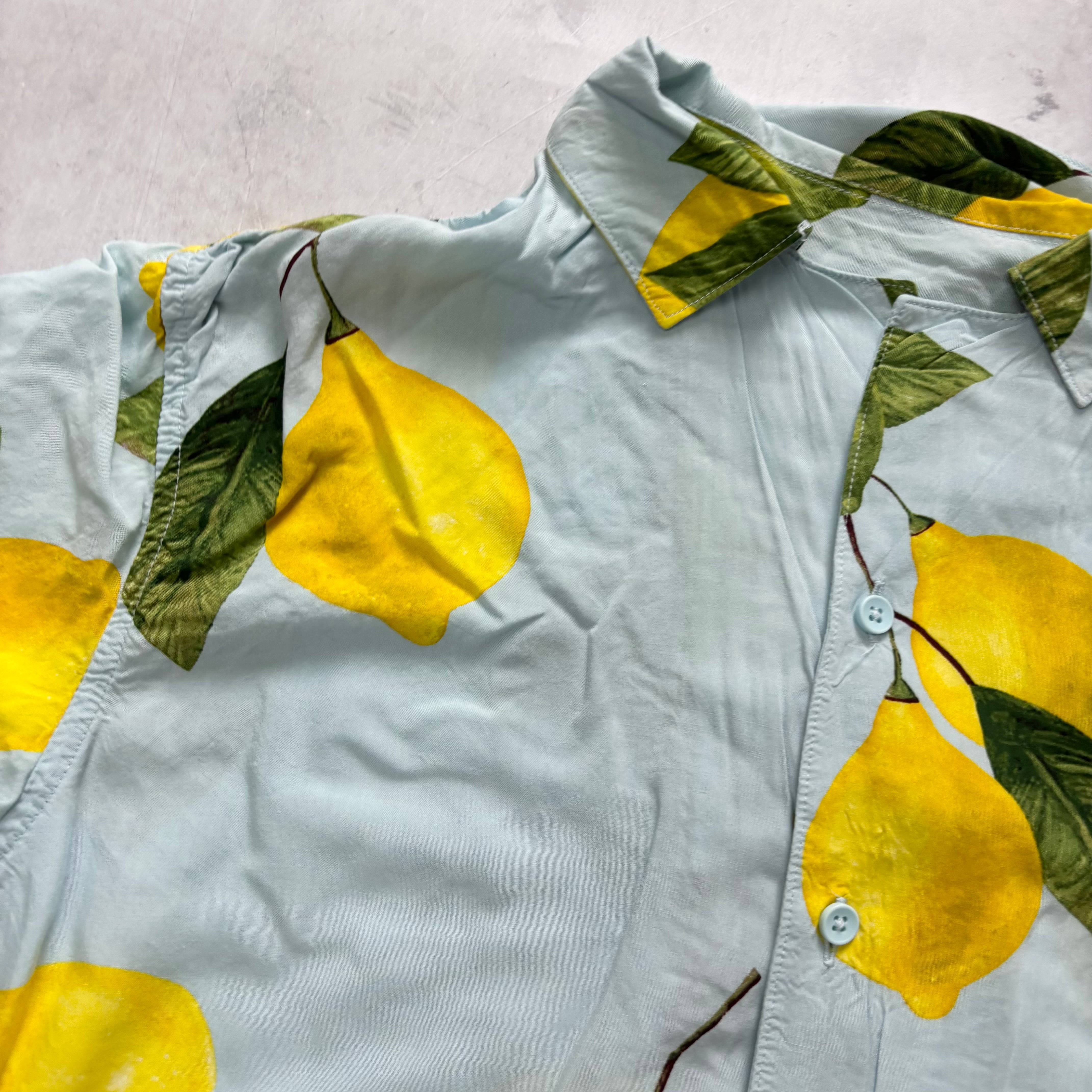 Hawaiian Shirt Mens Medium Blue Floral Aloha Short Sleeve Rayon (F)