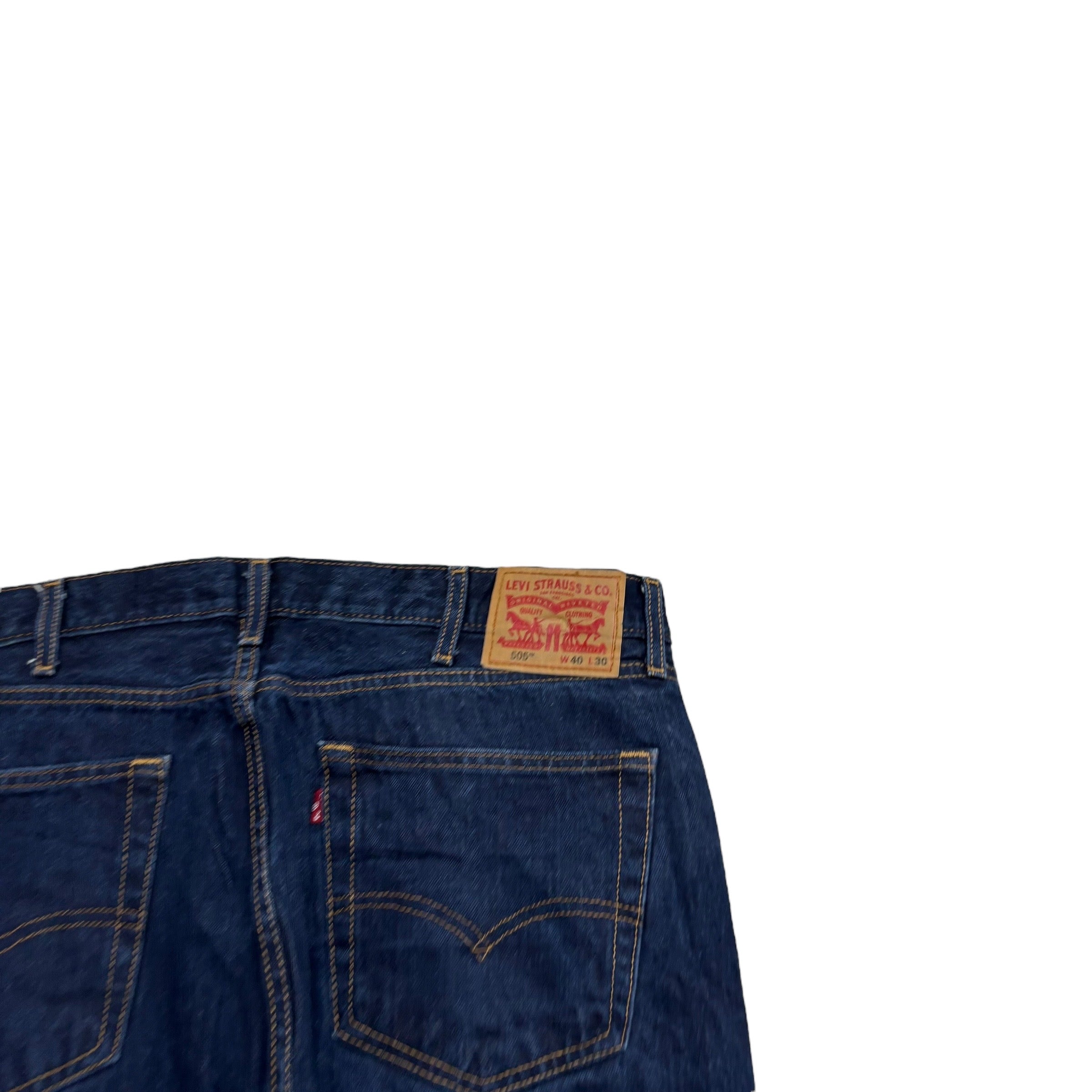 Levis 505 Jeans W40 L30 Mens Dark Blue Regular Straight Fit Denim (E)