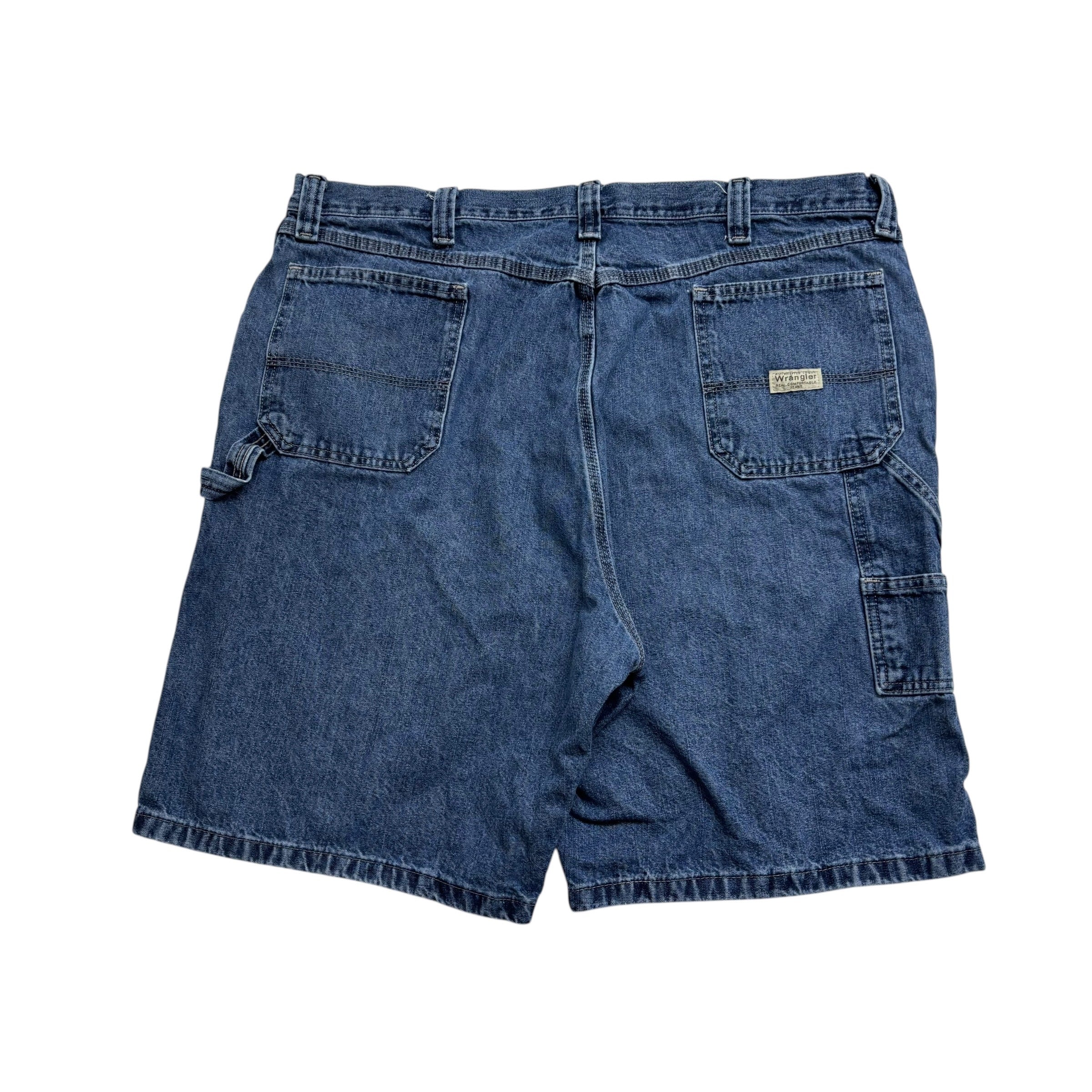 Vintage Wrangler Baggy Jorts W42 Mens Mid Blue Denim Shorts Relaxed Carpenter